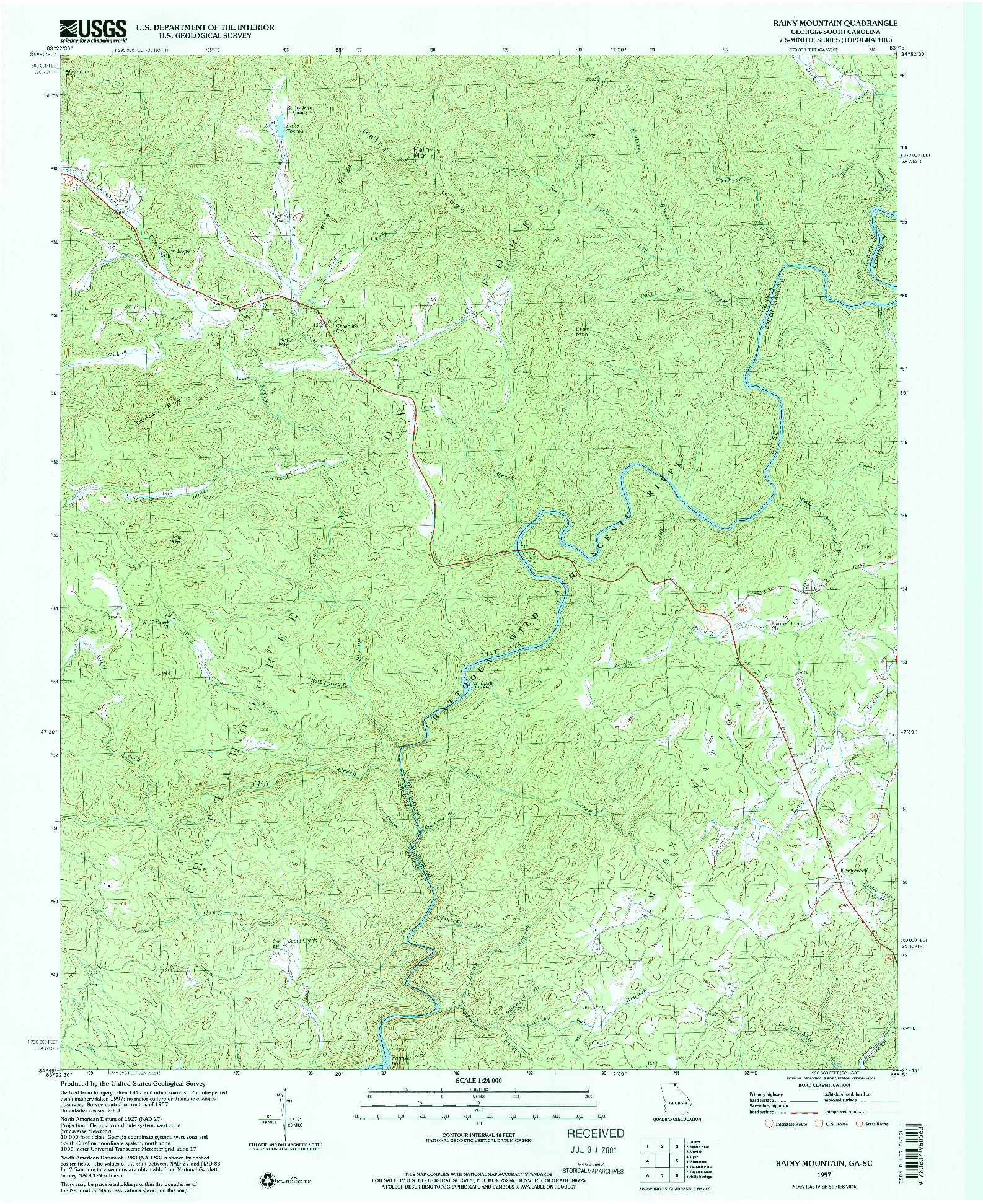 USGS 1:24000-SCALE QUADRANGLE FOR RAINY MOUNTAIN, GA 1997