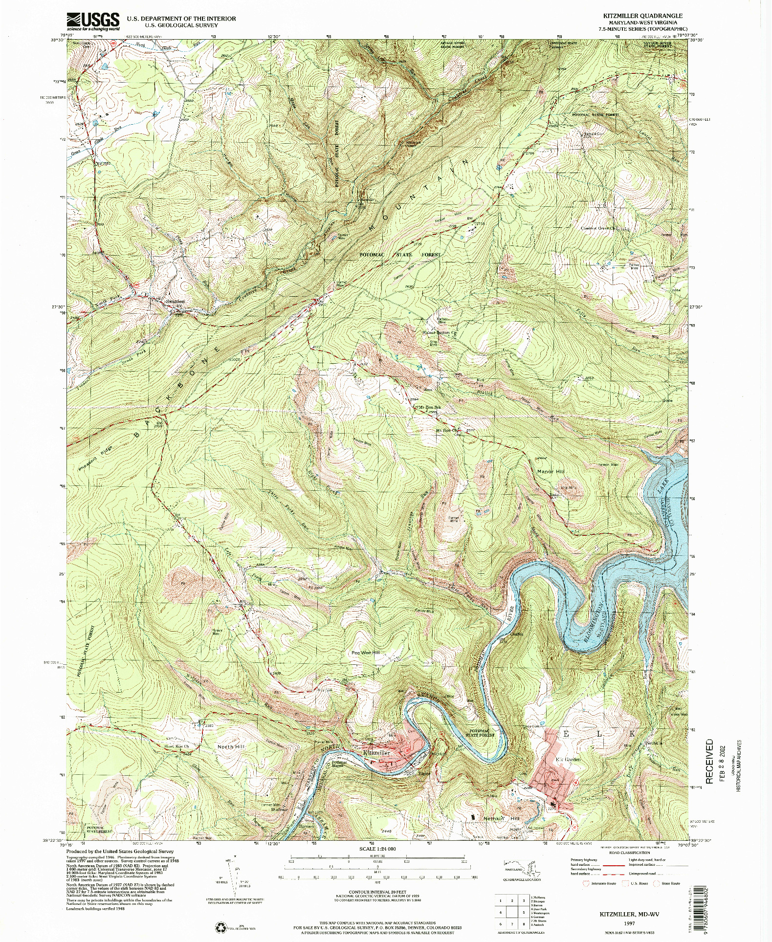 USGS 1:24000-SCALE QUADRANGLE FOR KITZMILLER, MD 1997
