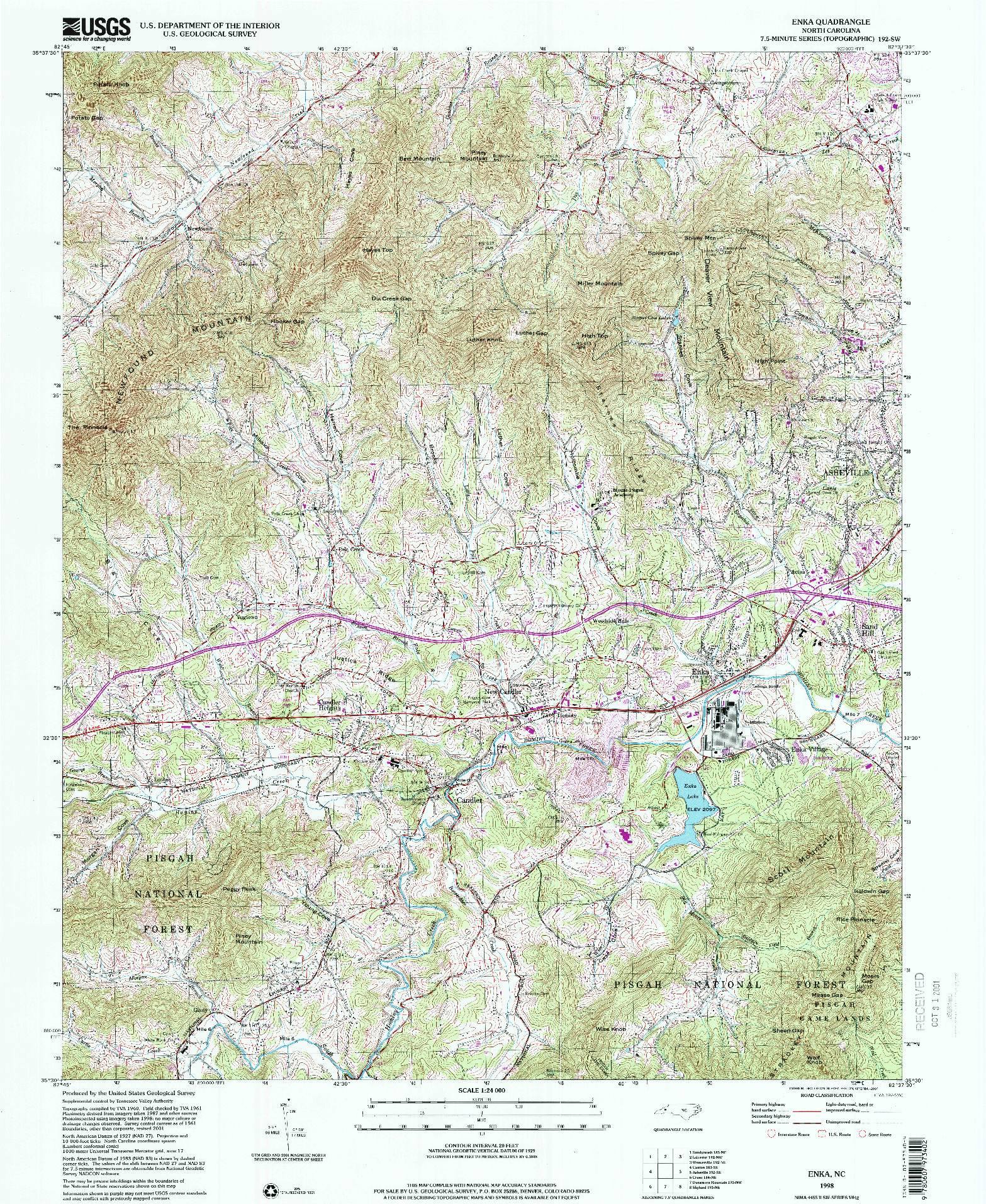 USGS 1:24000-SCALE QUADRANGLE FOR ENKA, NC 1998