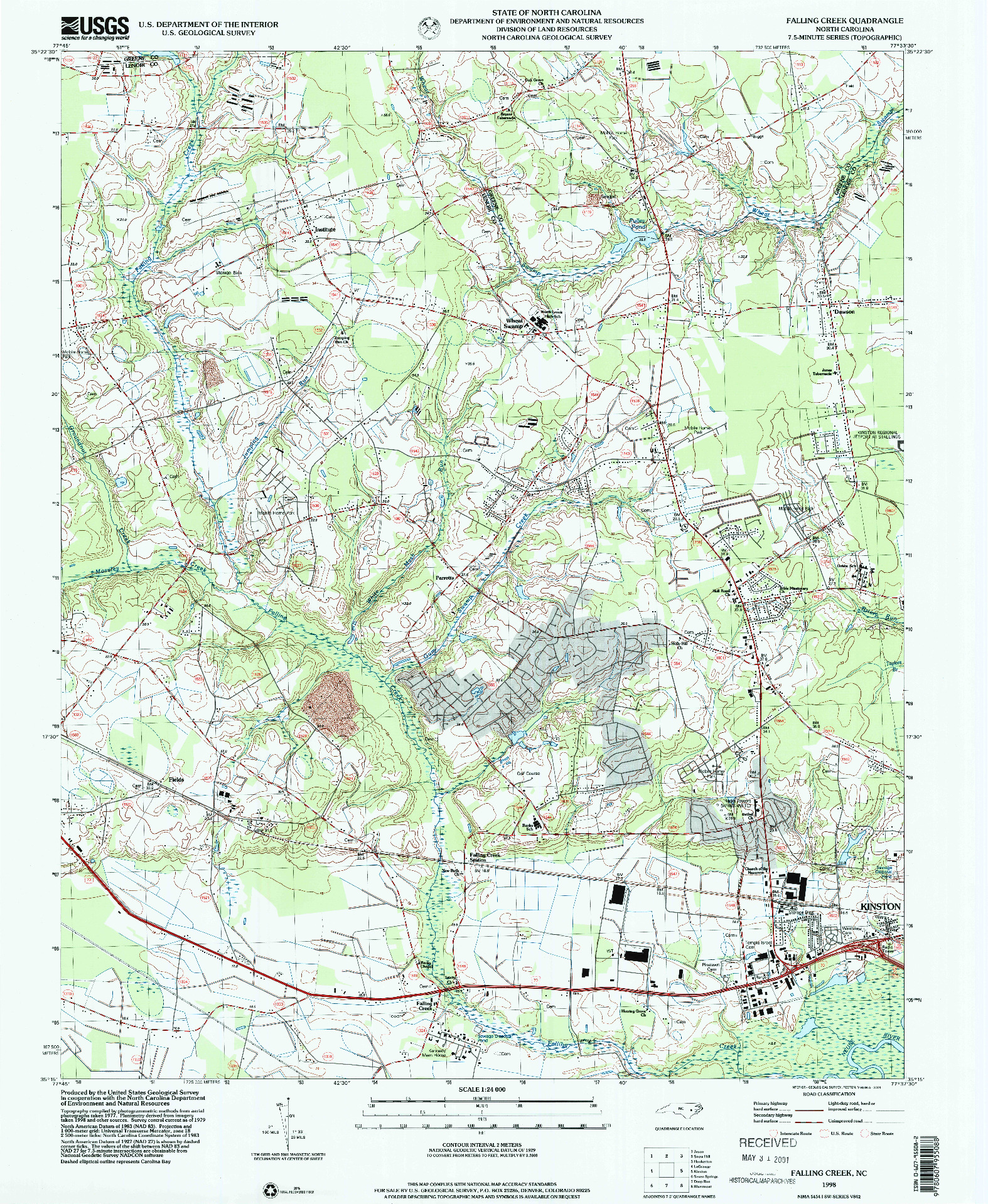 USGS 1:24000-SCALE QUADRANGLE FOR FALLING CREEK, NC 1998