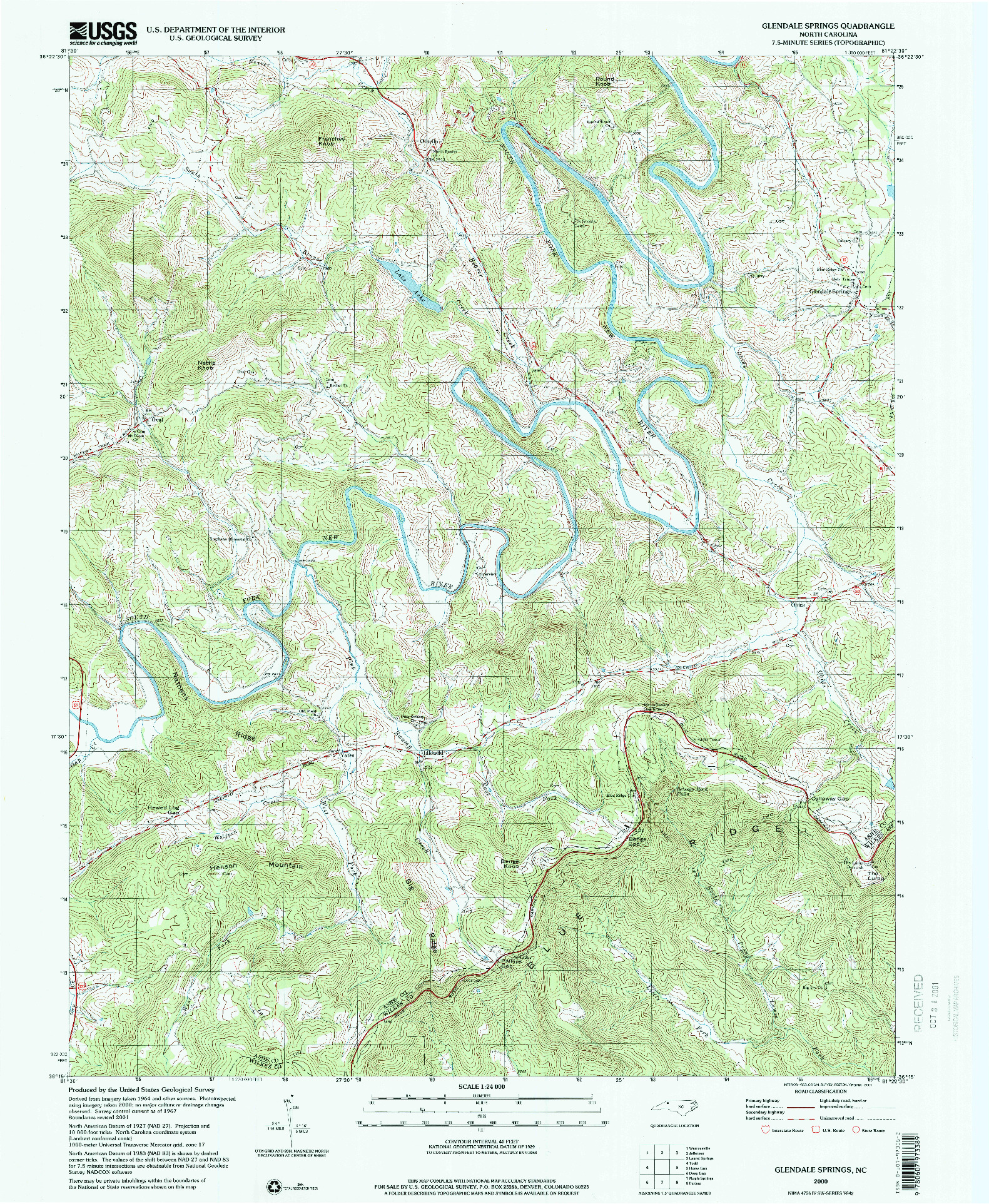 USGS 1:24000-SCALE QUADRANGLE FOR GLENDALE SPRINGS, NC 2000