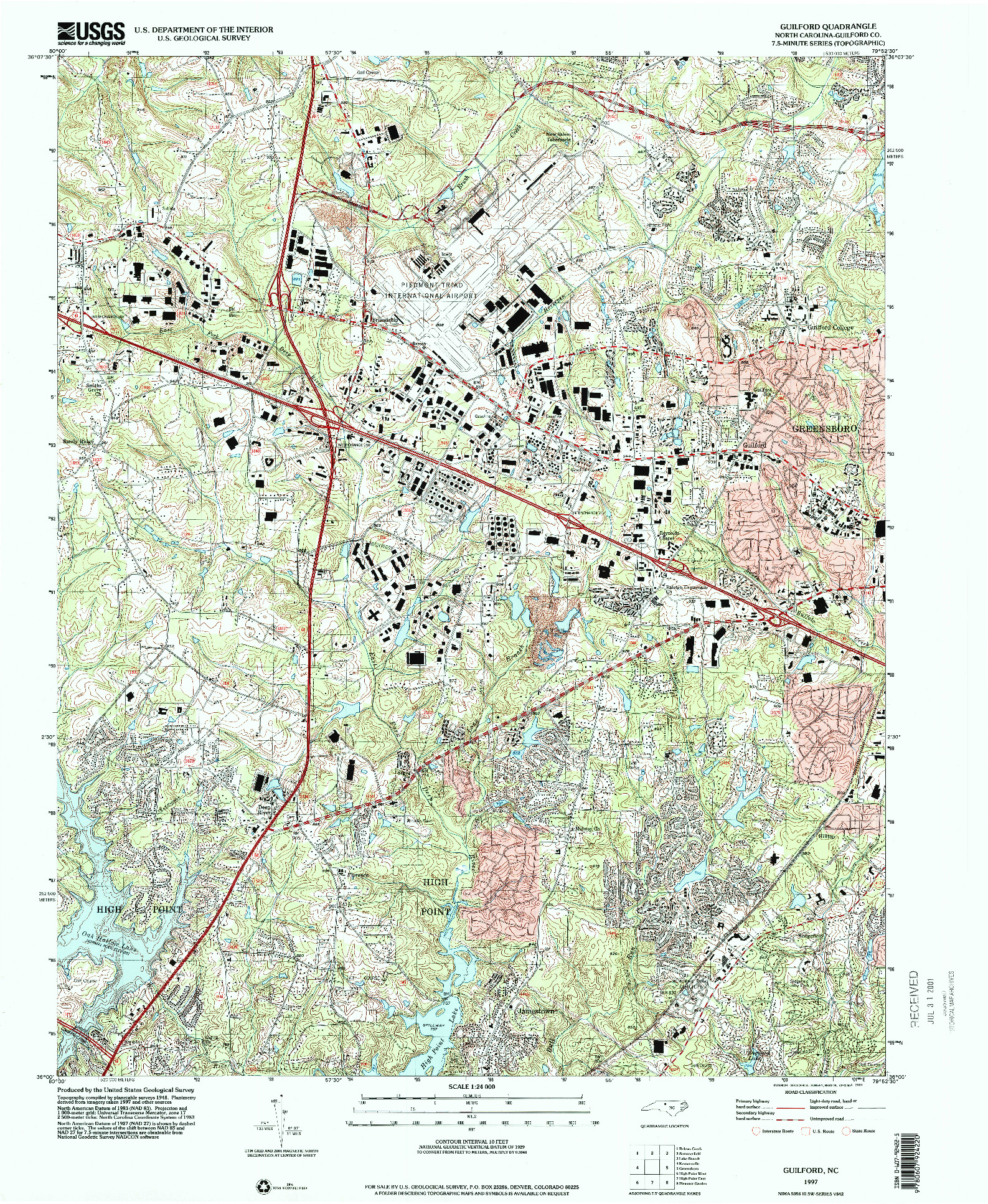 USGS 1:24000-SCALE QUADRANGLE FOR GUILFORD, NC 1997