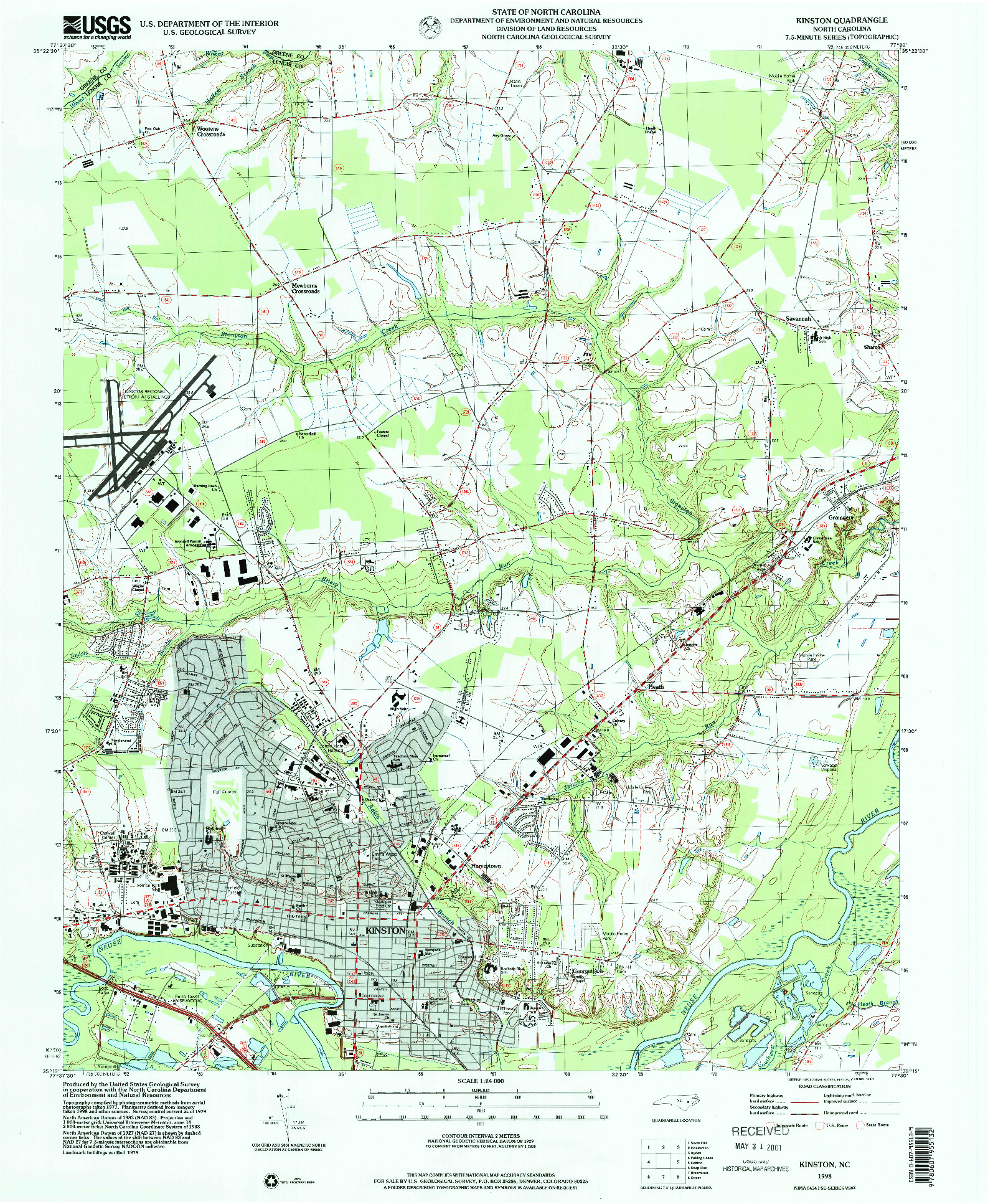 USGS 1:24000-SCALE QUADRANGLE FOR KINSTON, NC 1998