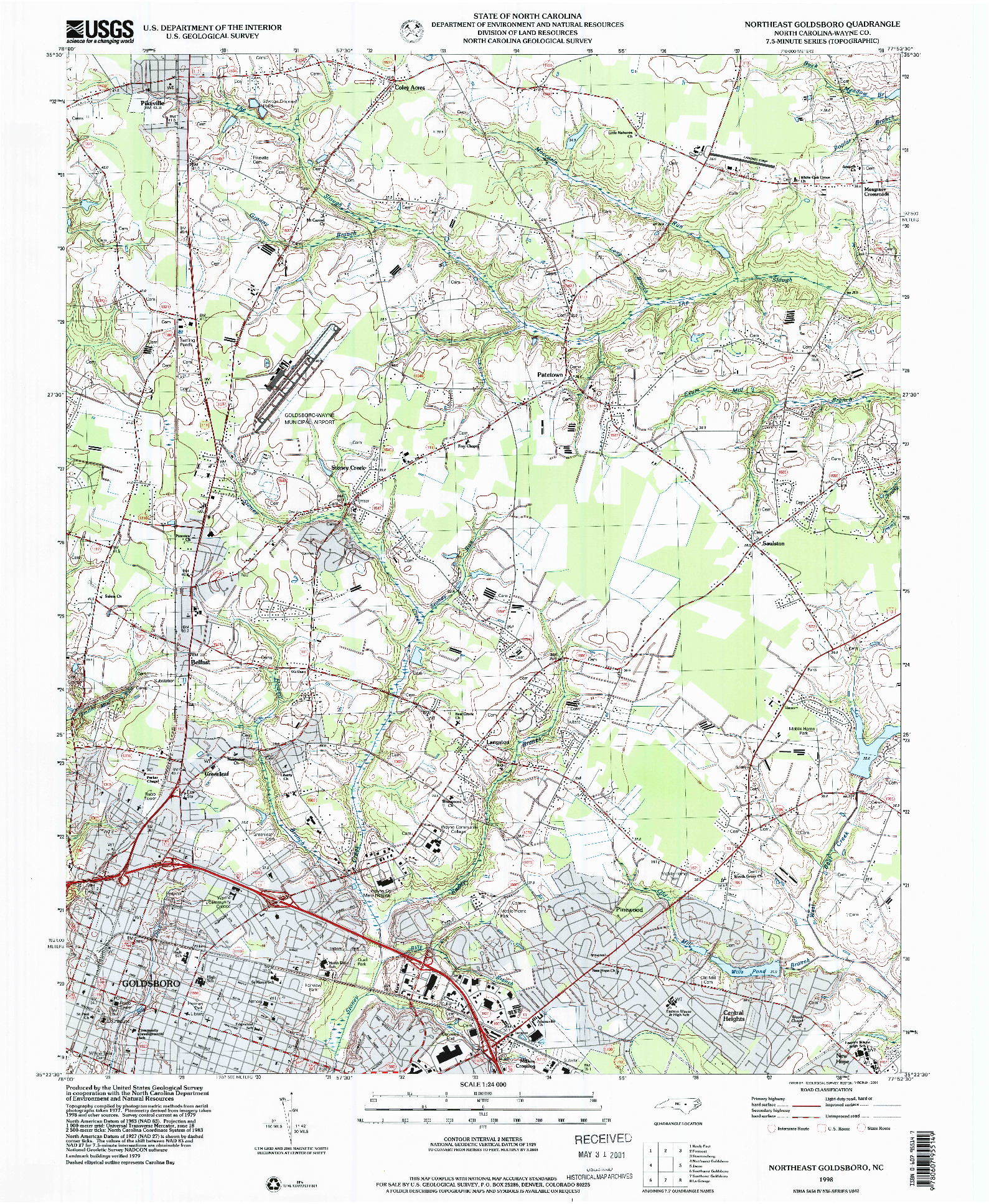 USGS 1:24000-SCALE QUADRANGLE FOR NORTHEAST GOLDSBORO, NC 1998