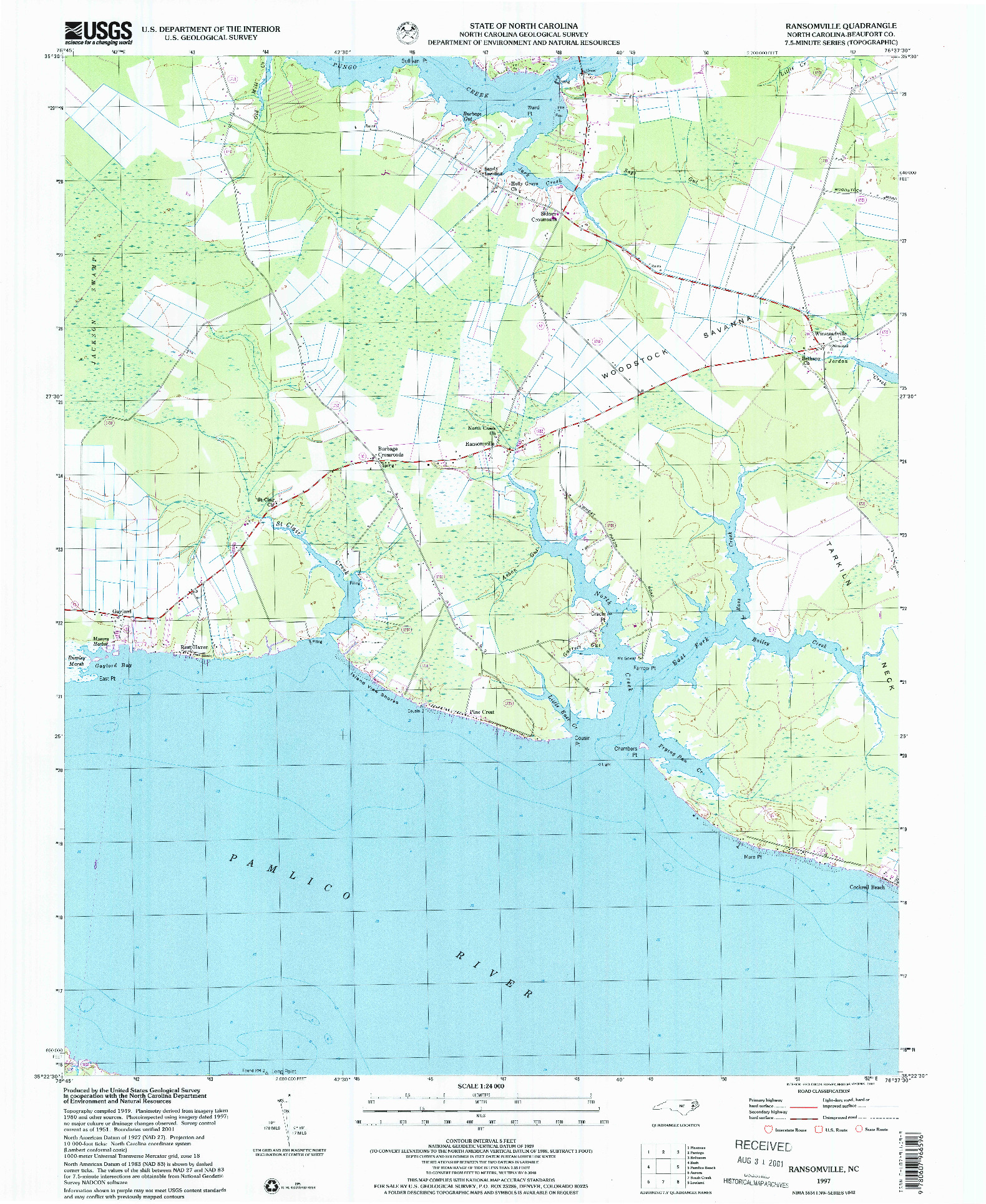 USGS 1:24000-SCALE QUADRANGLE FOR RANSOMVILLE, NC 1997