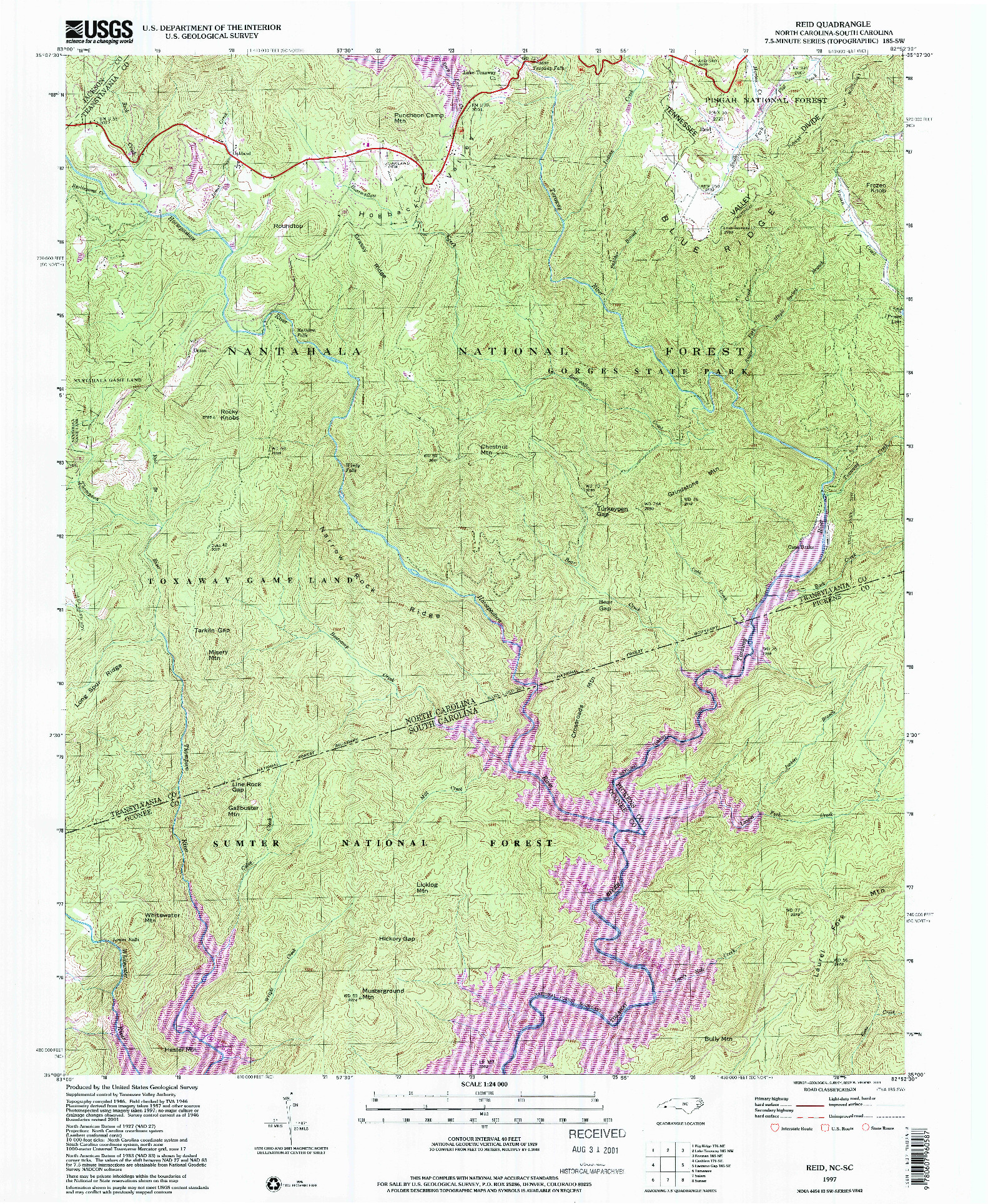 USGS 1:24000-SCALE QUADRANGLE FOR REID, NC 1997
