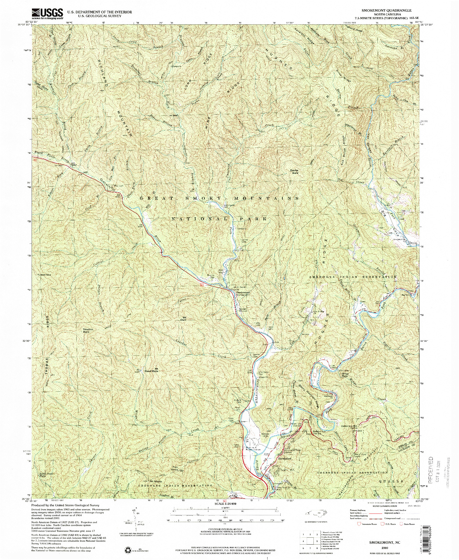 USGS 1:24000-SCALE QUADRANGLE FOR SMOKEMONT, NC 2000
