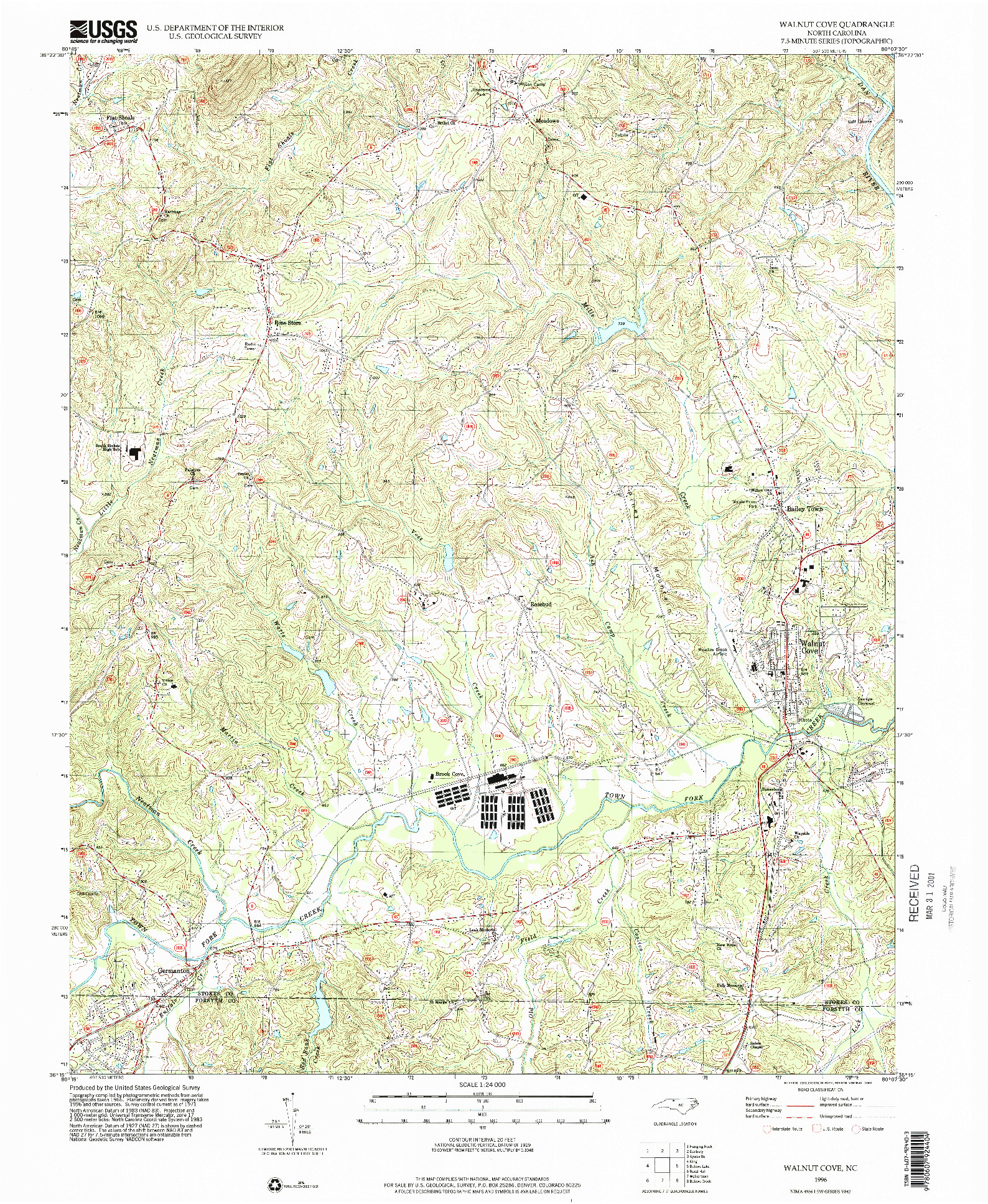 USGS 1:24000-SCALE QUADRANGLE FOR WALNUT COVE, NC 1996