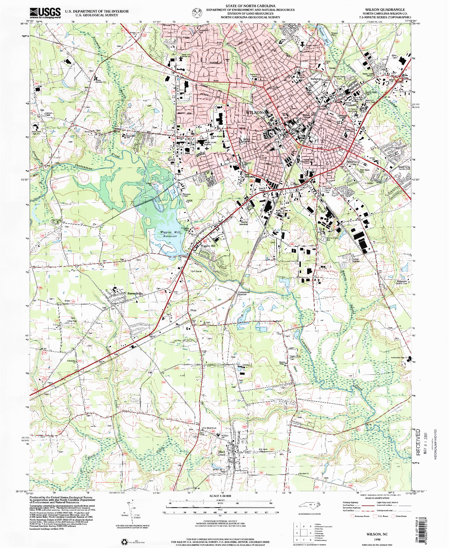 USGS 1:24000-SCALE QUADRANGLE FOR WILSON, NC 1998