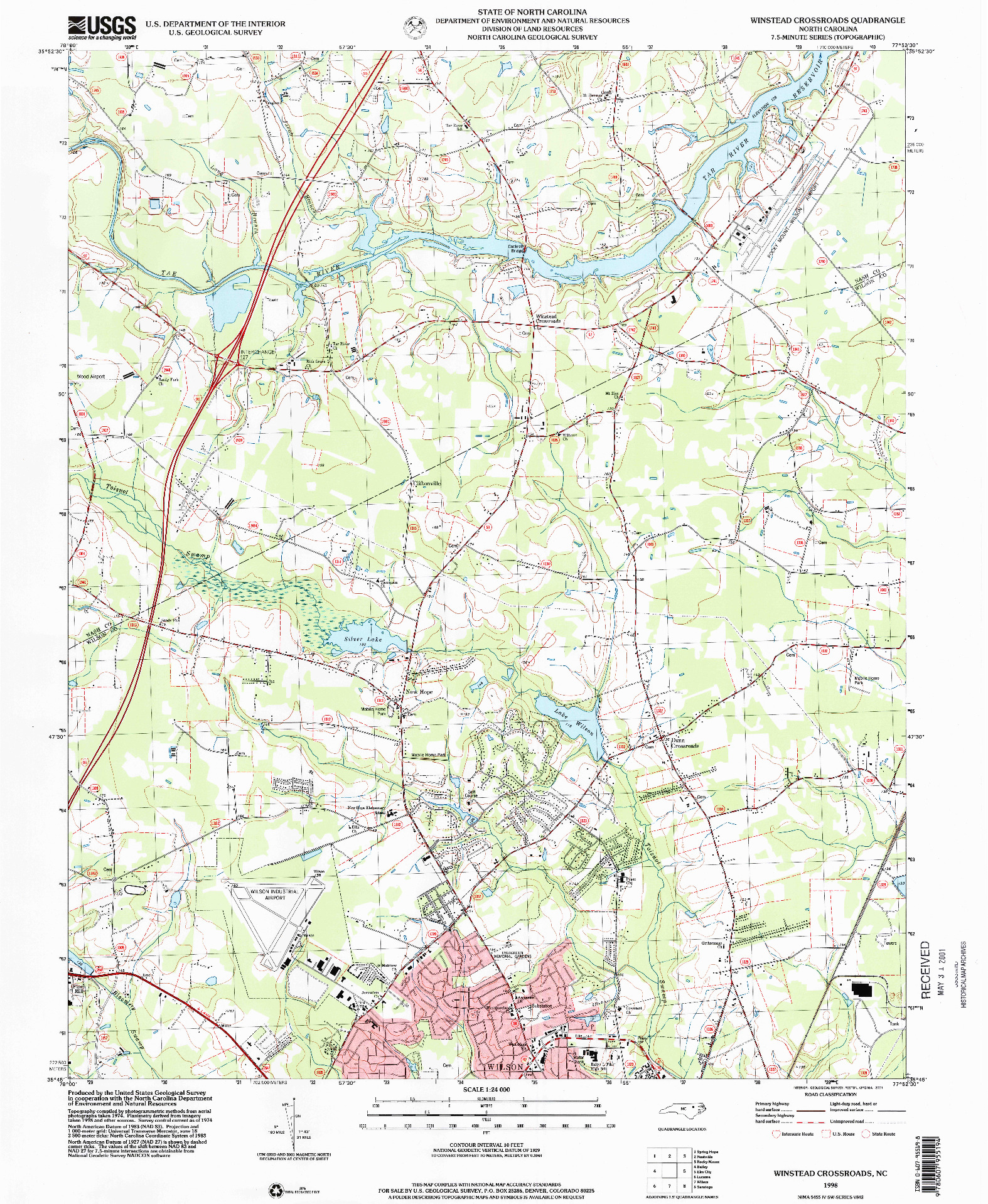 USGS 1:24000-SCALE QUADRANGLE FOR WINSTEAD CROSSROADS, NC 1998