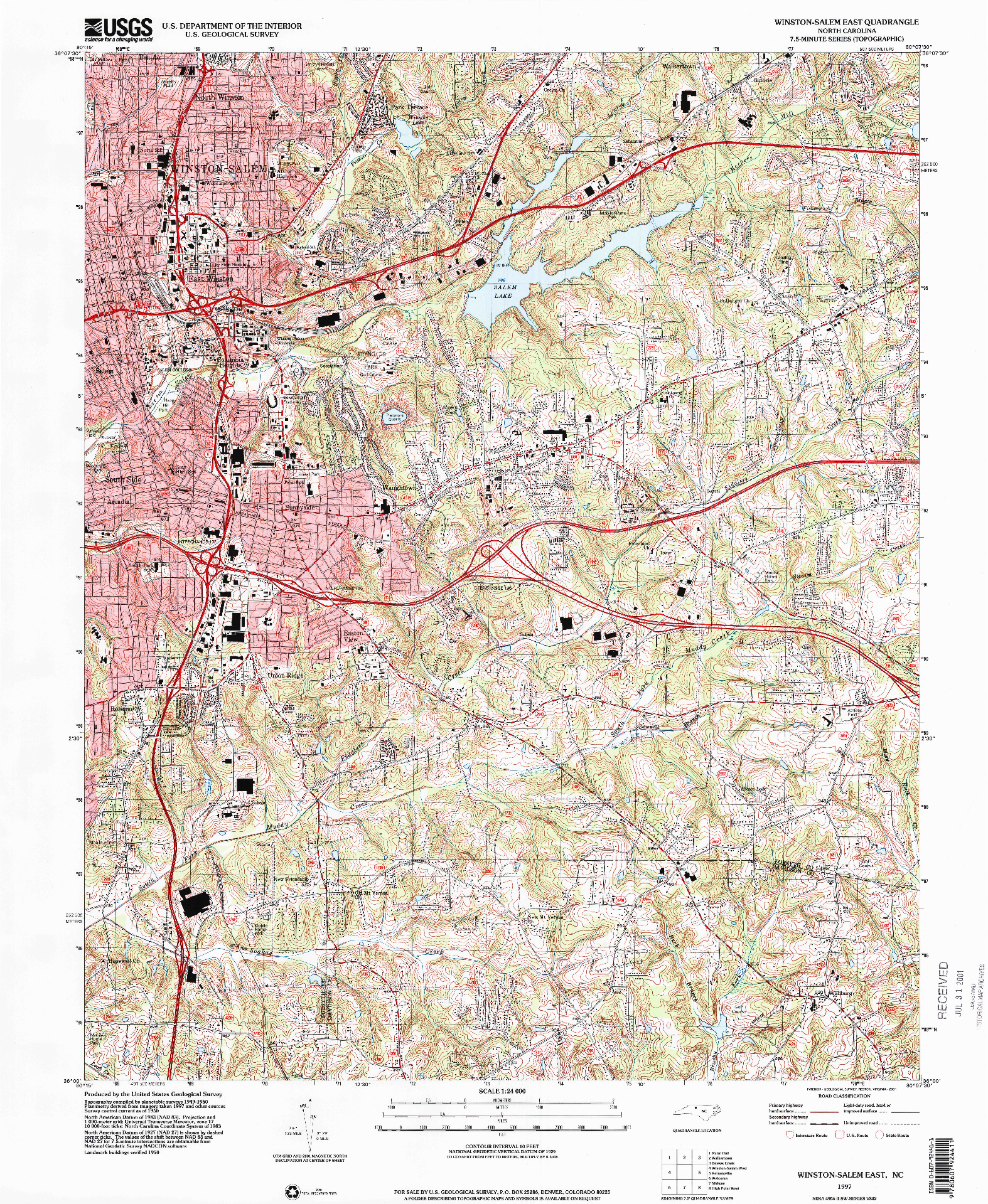 USGS 1:24000-SCALE QUADRANGLE FOR WINSTON-SALEM EAST, NC 1997