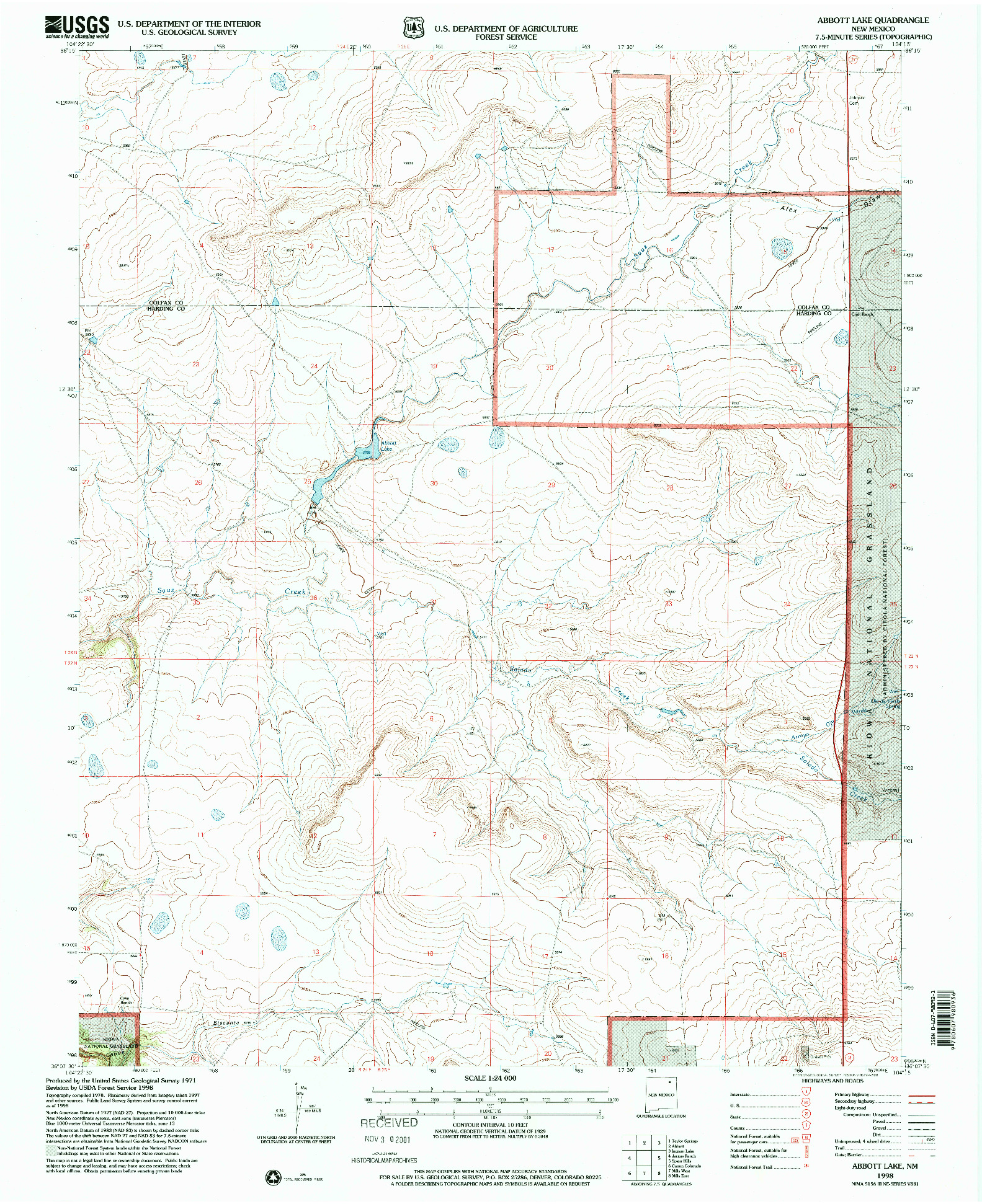 USGS 1:24000-SCALE QUADRANGLE FOR ABBOTT, NM 1998