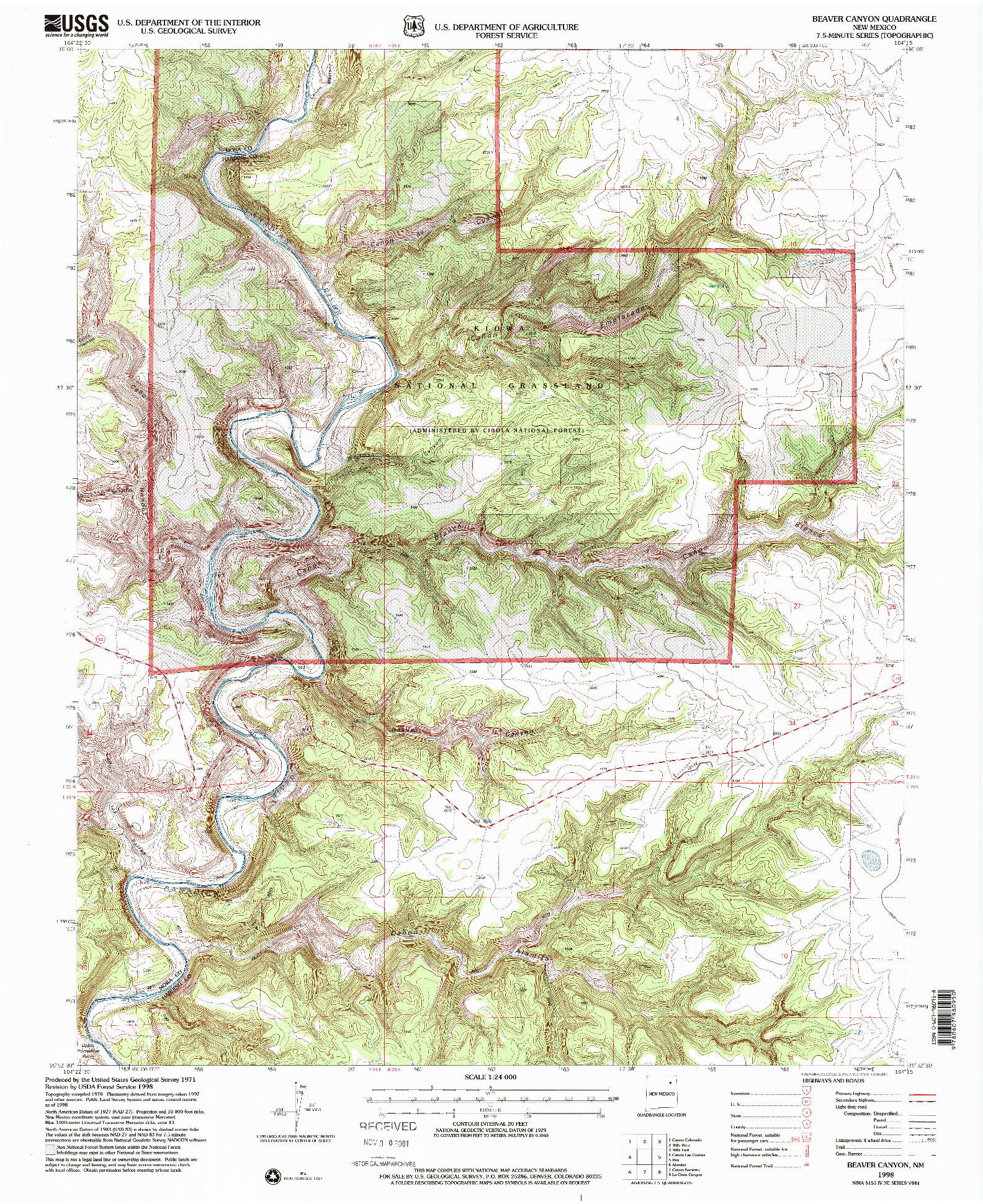 USGS 1:24000-SCALE QUADRANGLE FOR BEAVER CANYON, NM 1998