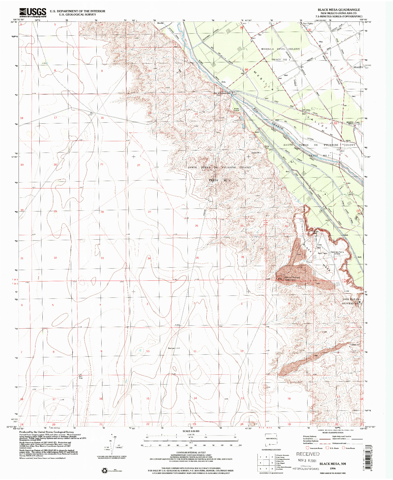 USGS 1:24000-SCALE QUADRANGLE FOR BLACK MESA, NM 1996