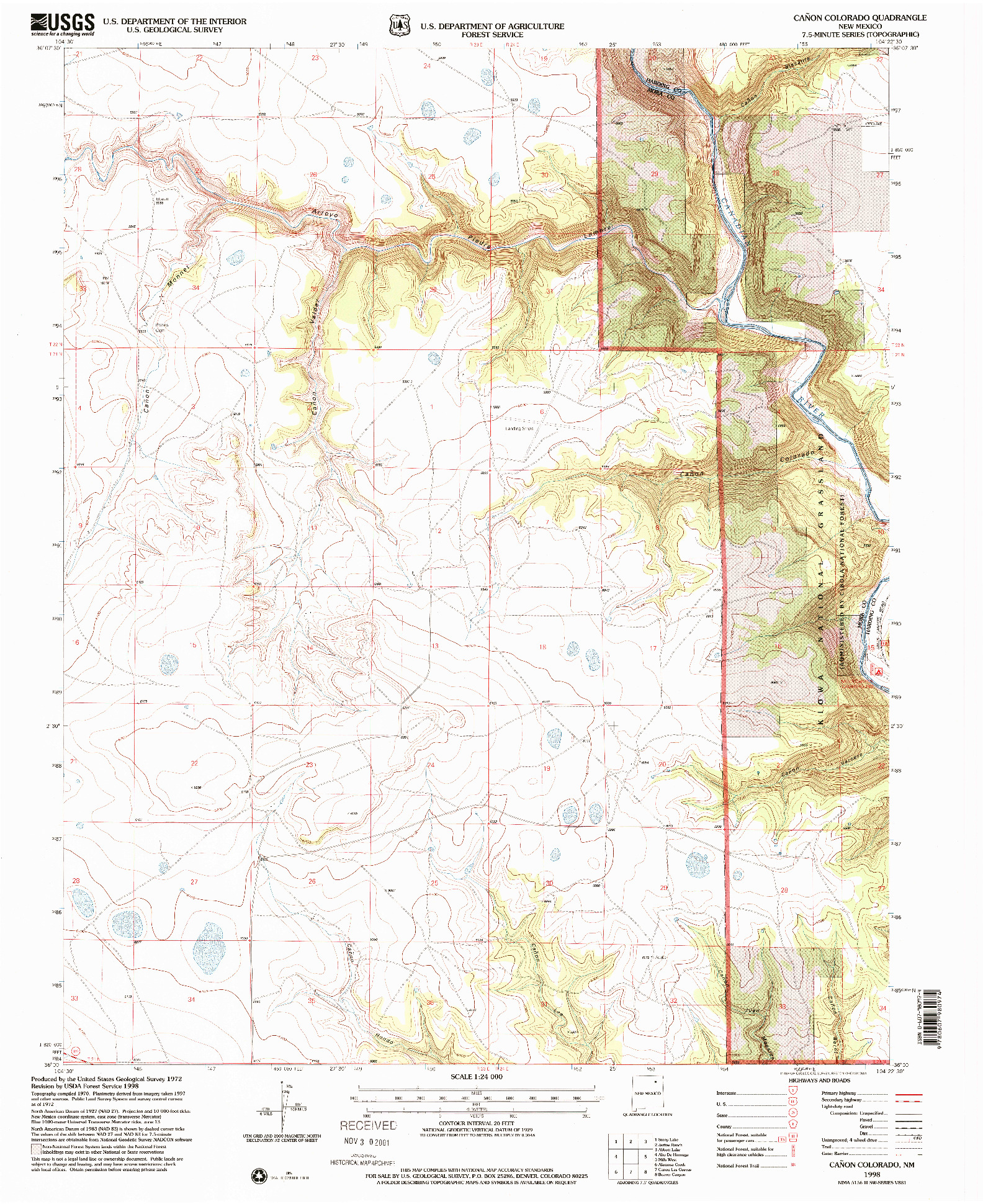USGS 1:24000-SCALE QUADRANGLE FOR CANON COLORADO, NM 1998