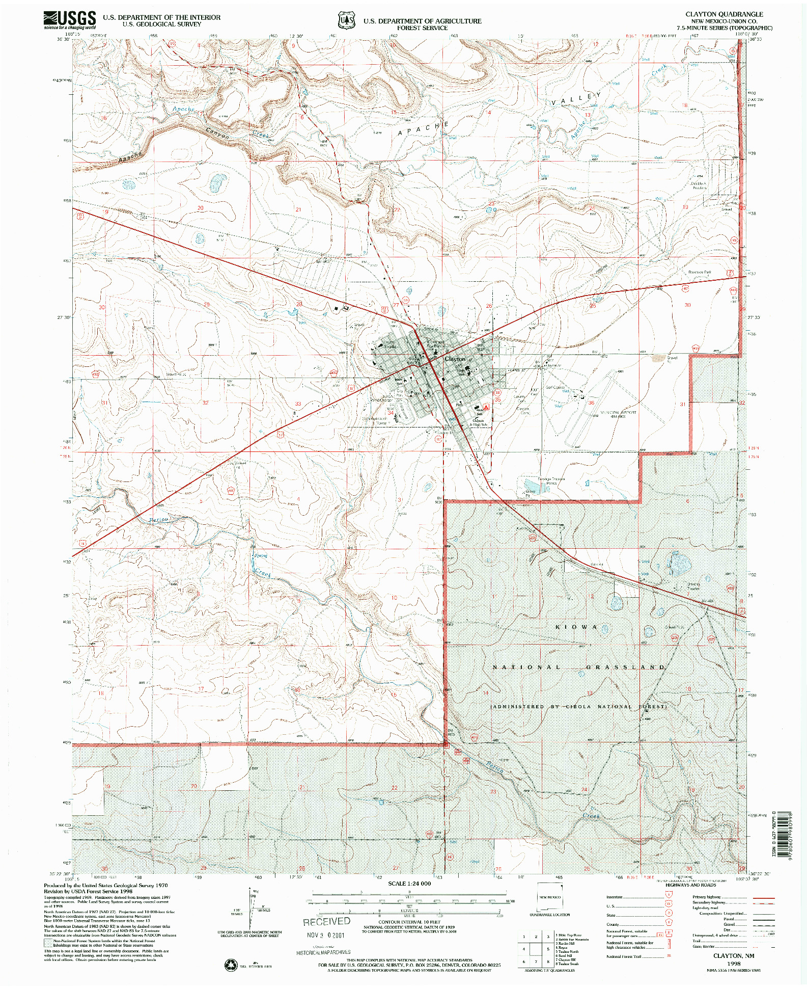 USGS 1:24000-SCALE QUADRANGLE FOR CLAYTON, NM 1998