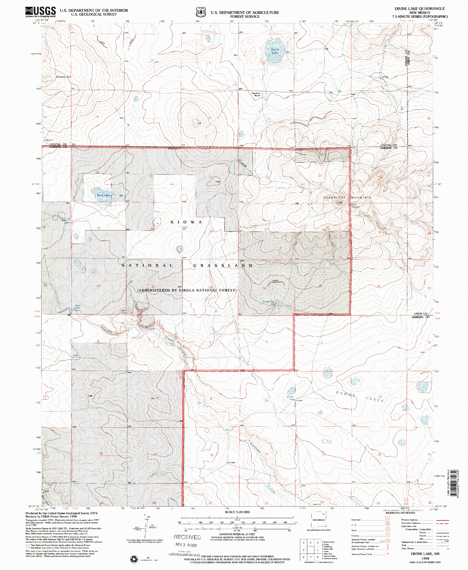 USGS 1:24000-SCALE QUADRANGLE FOR DIVINE LAKE, NM 1998