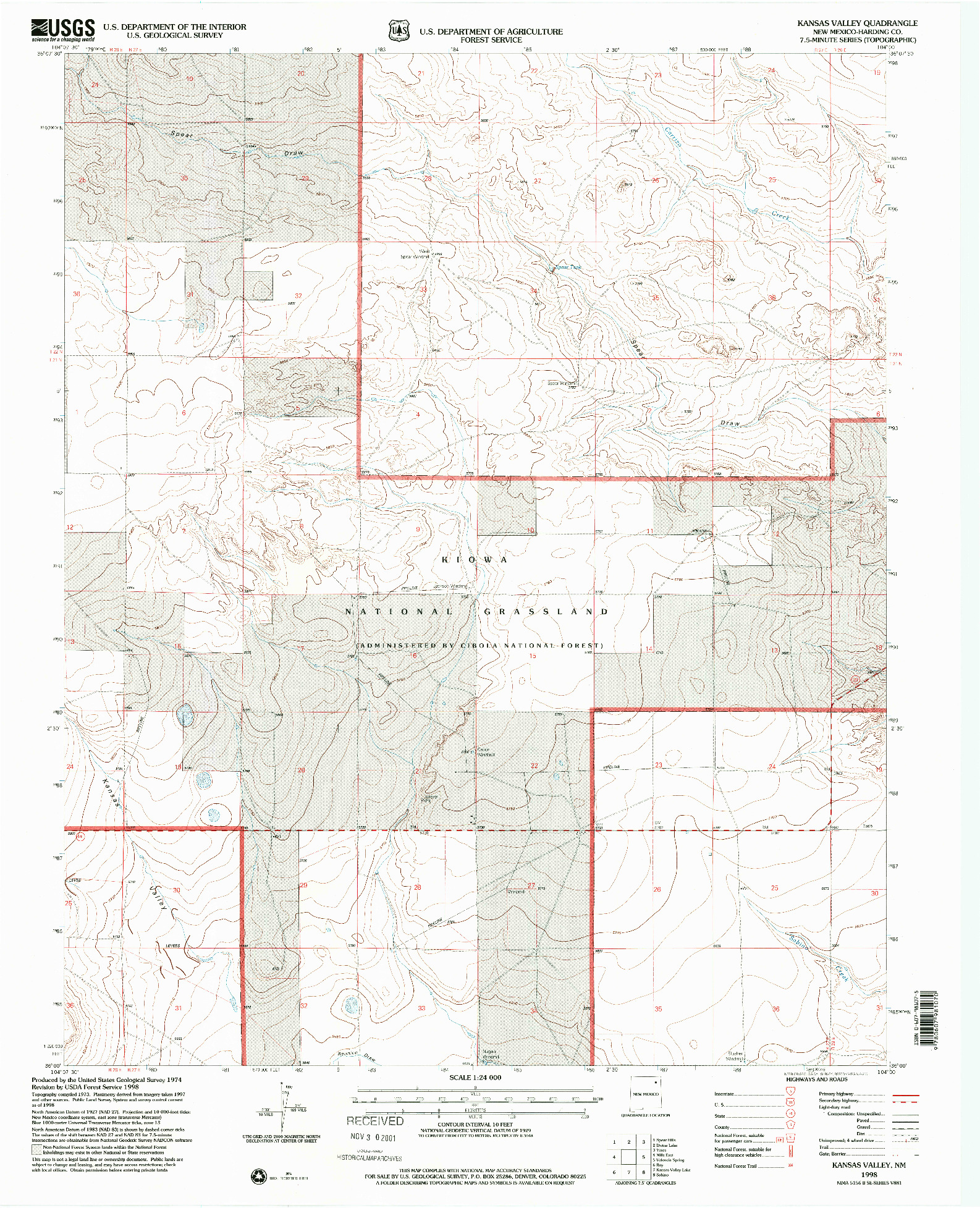 USGS 1:24000-SCALE QUADRANGLE FOR KANSAS VALLEY, NM 1998