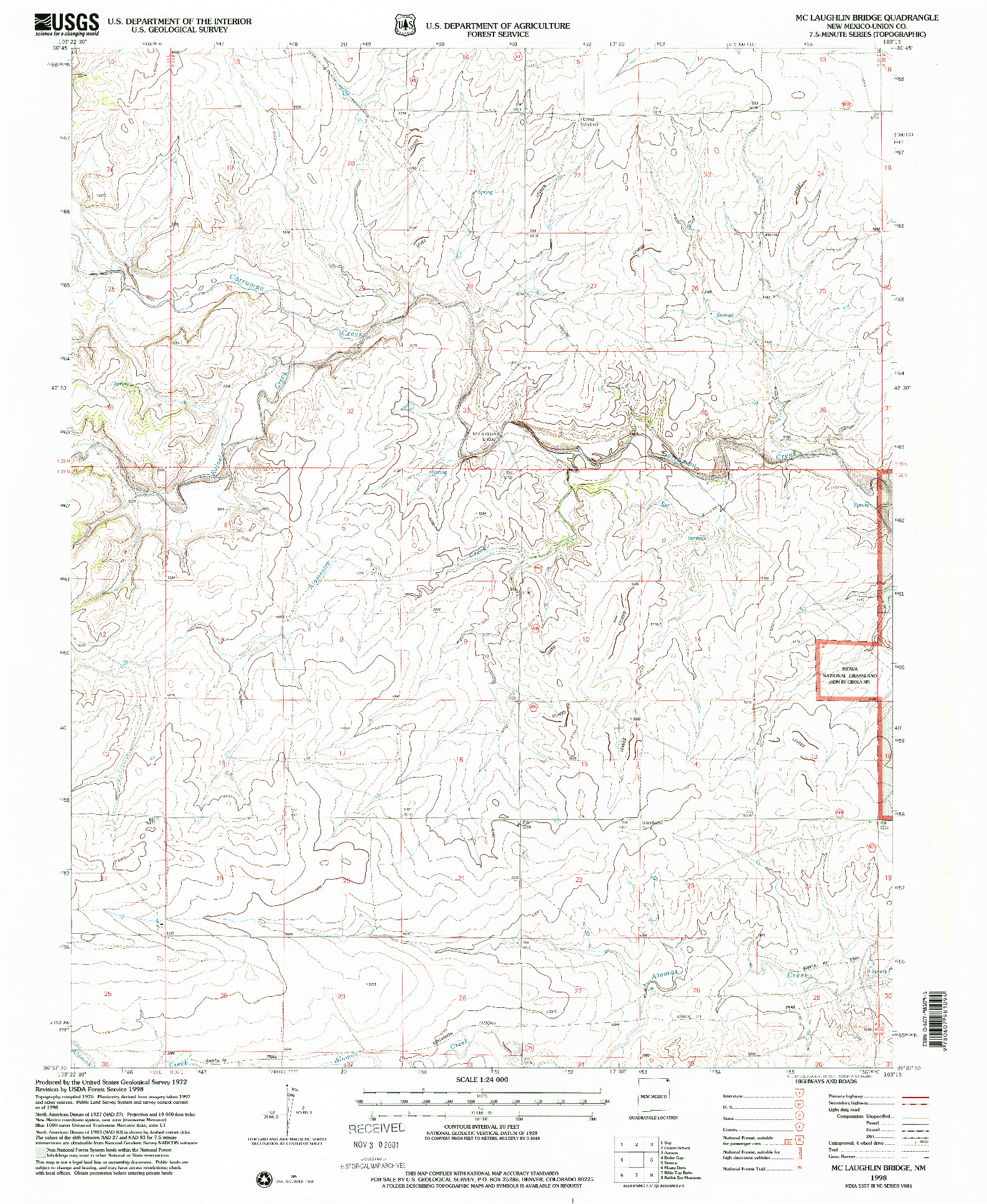 USGS 1:24000-SCALE QUADRANGLE FOR MC LAUGHLIN BRIDGE, NM 1998