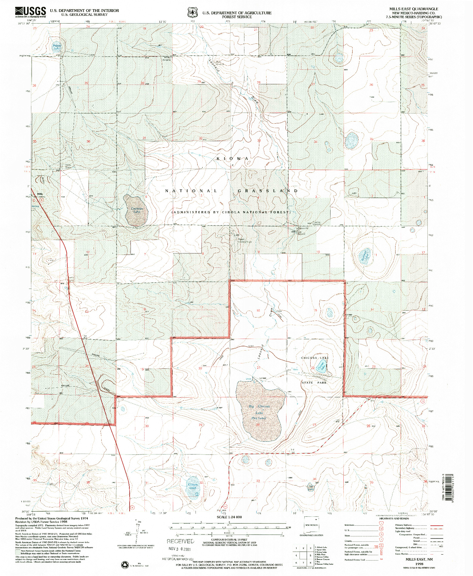 USGS 1:24000-SCALE QUADRANGLE FOR MILLS EAST, NM 1998