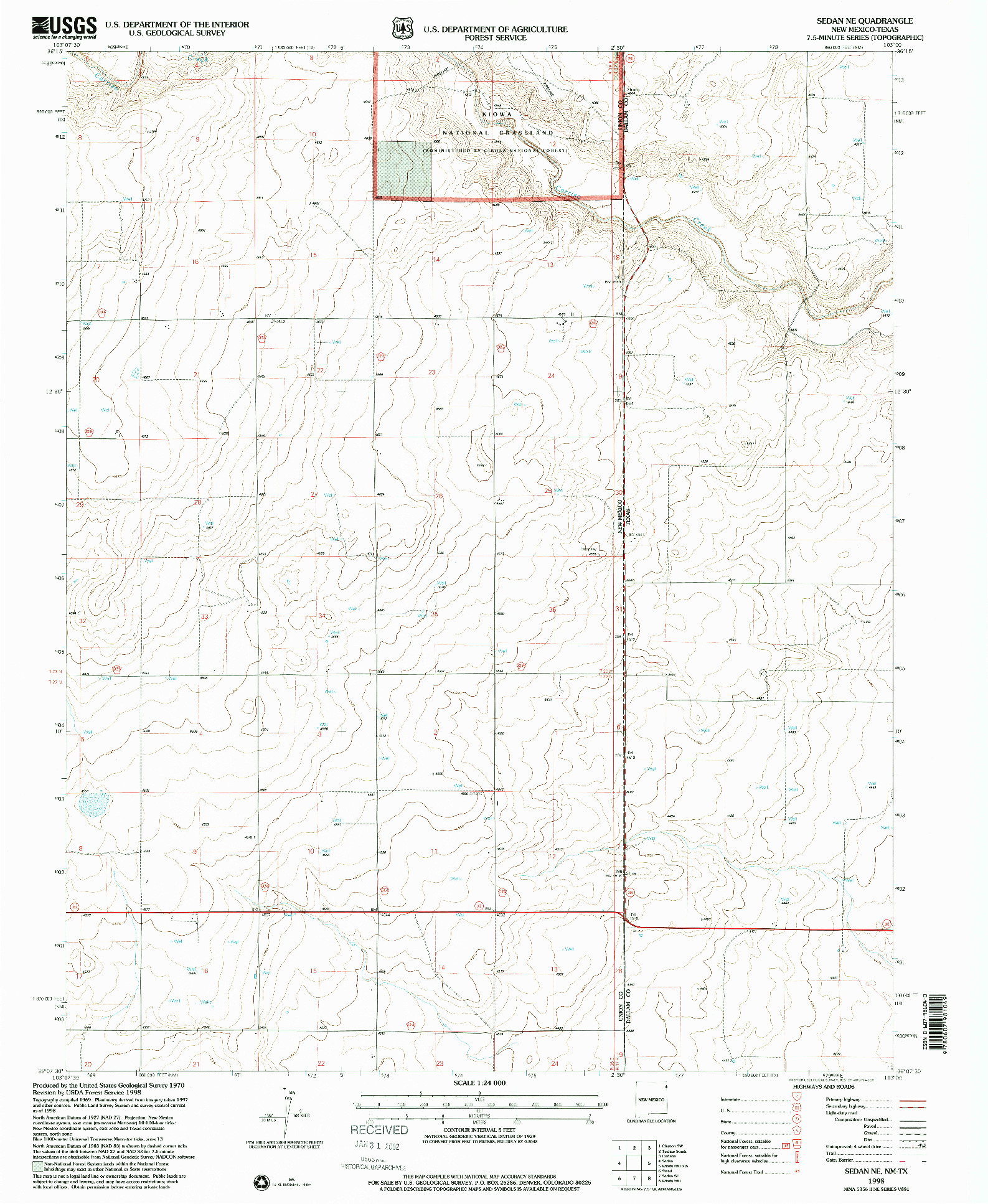 USGS 1:24000-SCALE QUADRANGLE FOR SEDAN NE, NM 1998