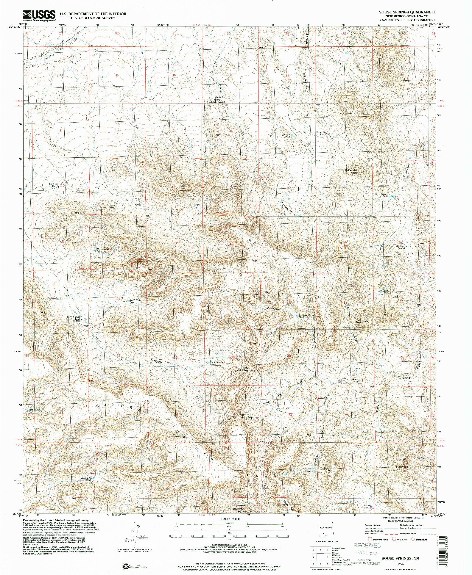 USGS 1:24000-SCALE QUADRANGLE FOR SOUSE SPRINGS, NM 1996