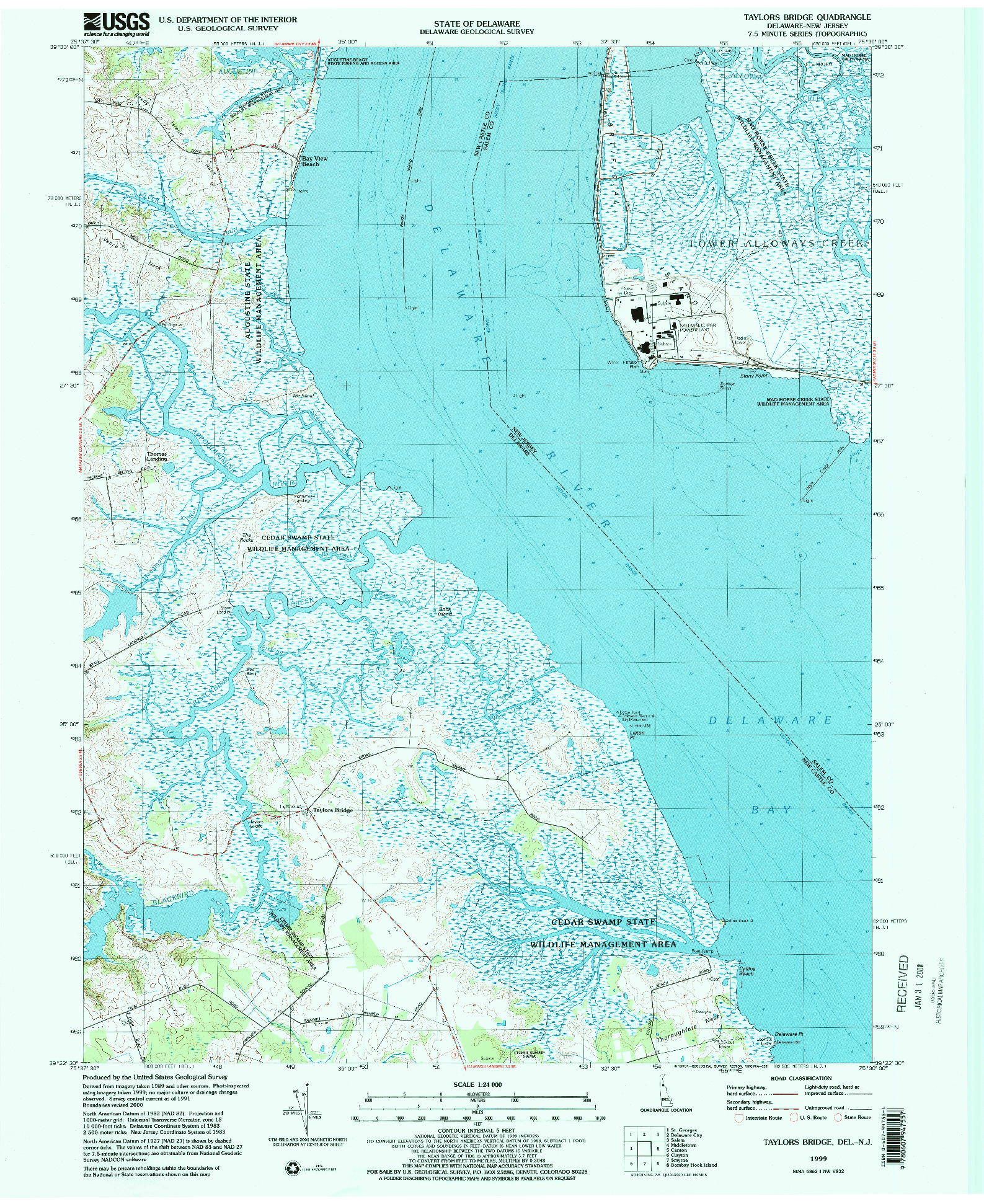 USGS 1:24000-SCALE QUADRANGLE FOR TAYLORS BRIDGE, DE 1999