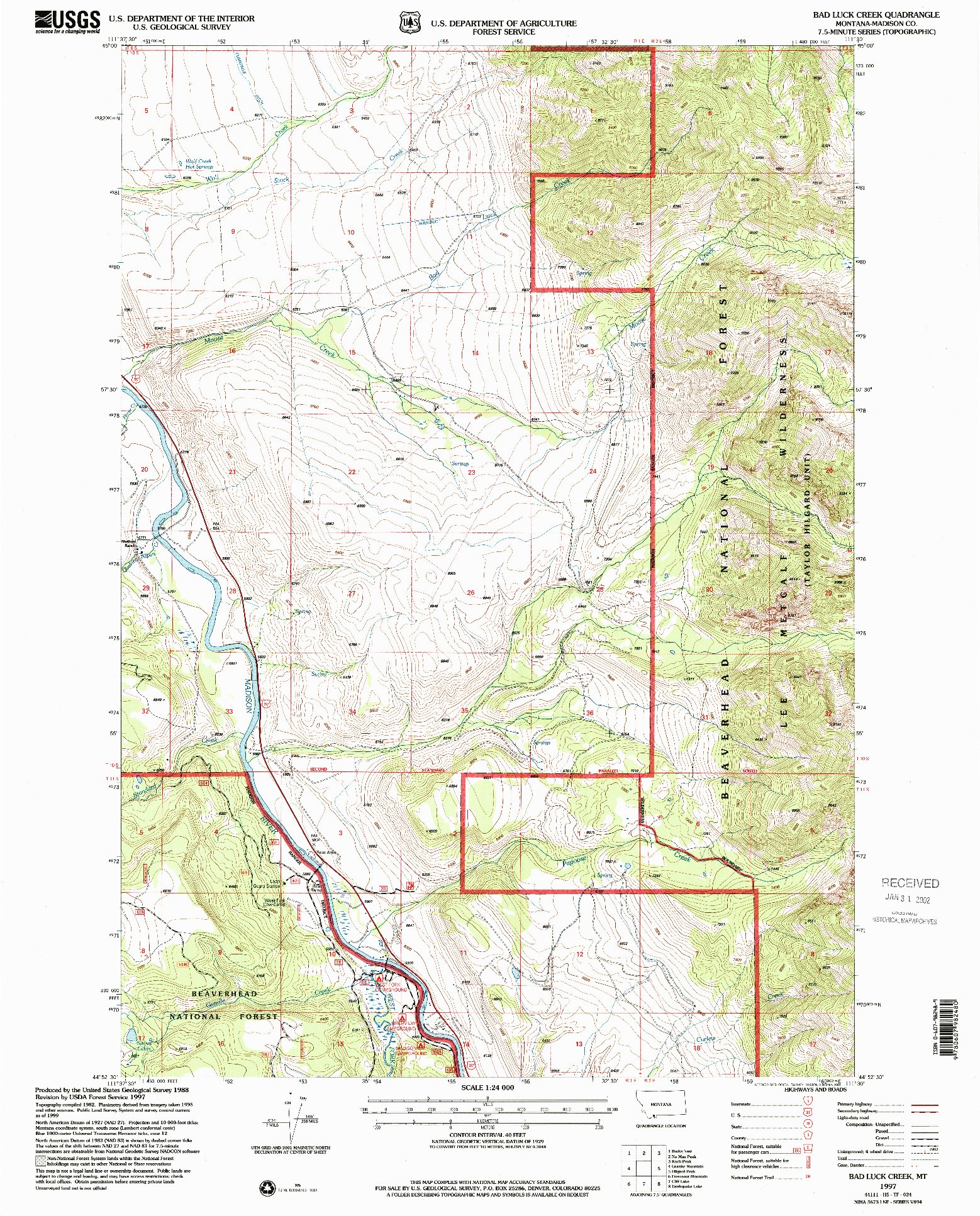 USGS 1:24000-SCALE QUADRANGLE FOR BAD LUCK CREEK, MT 1997