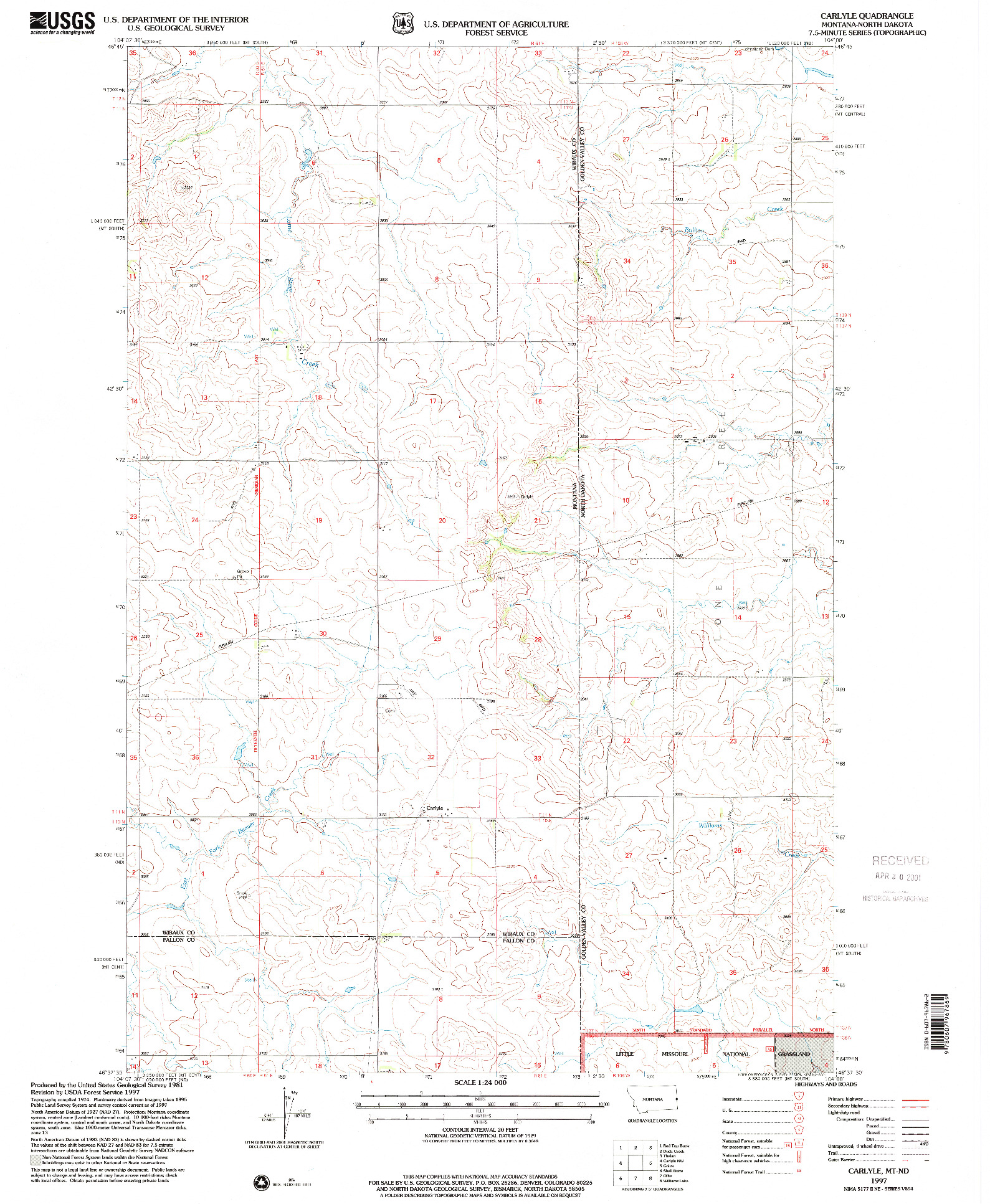 USGS 1:24000-SCALE QUADRANGLE FOR CARLYLE, MT 1997