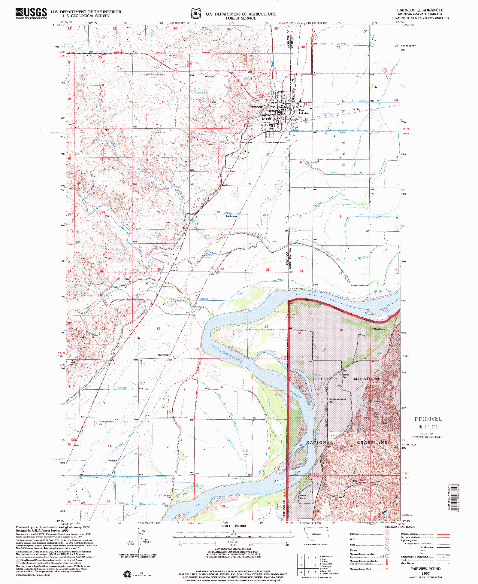 USGS 1:24000-SCALE QUADRANGLE FOR FAIRVIEW, MT 1997