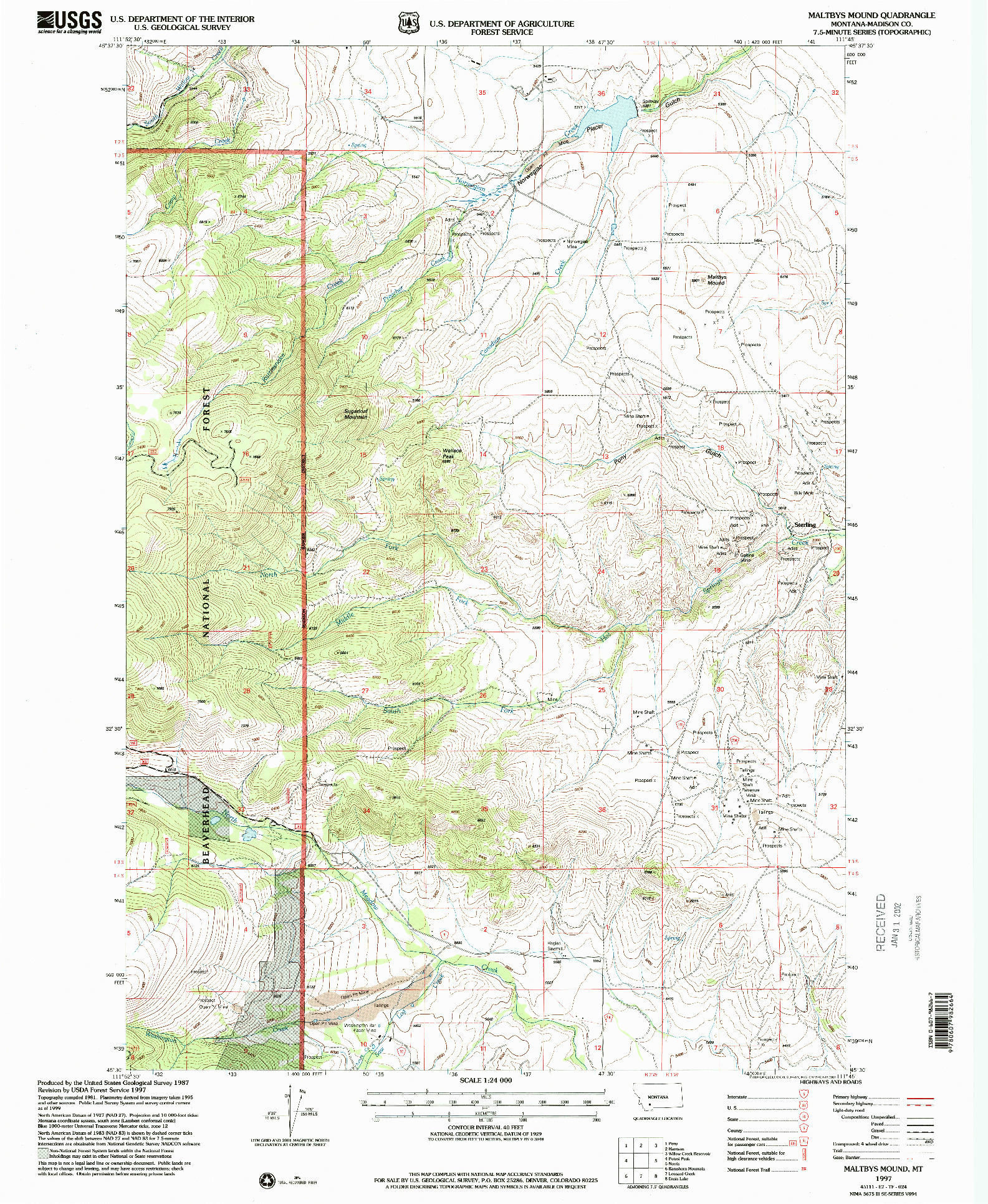 USGS 1:24000-SCALE QUADRANGLE FOR MALTBYS MOUND, MT 1997