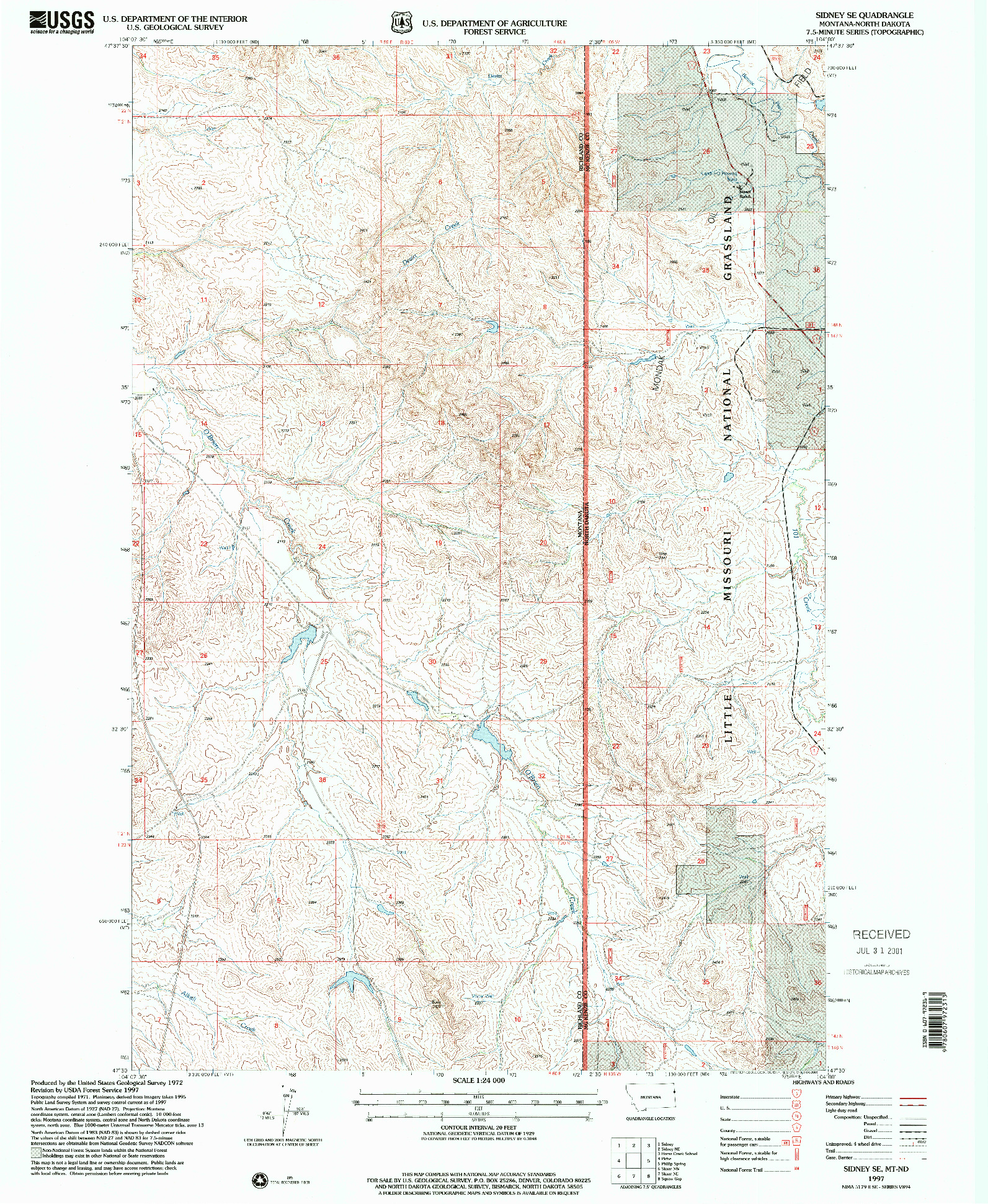 USGS 1:24000-SCALE QUADRANGLE FOR SIDNEY SE, MT 1997