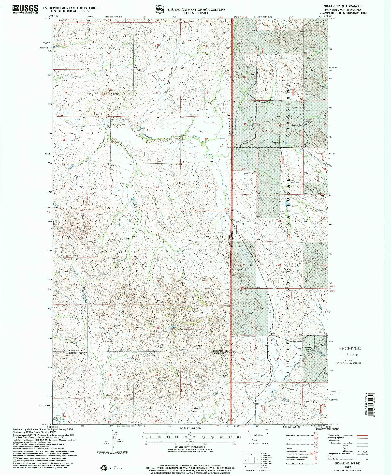 USGS 1:24000-SCALE QUADRANGLE FOR SKAAR NE, MT 1997