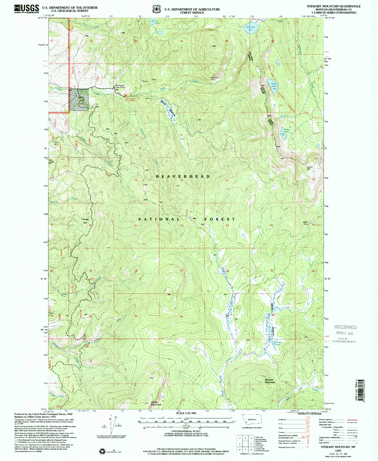 USGS 1:24000-SCALE QUADRANGLE FOR STEWART MOUNTAIN, MT 1997