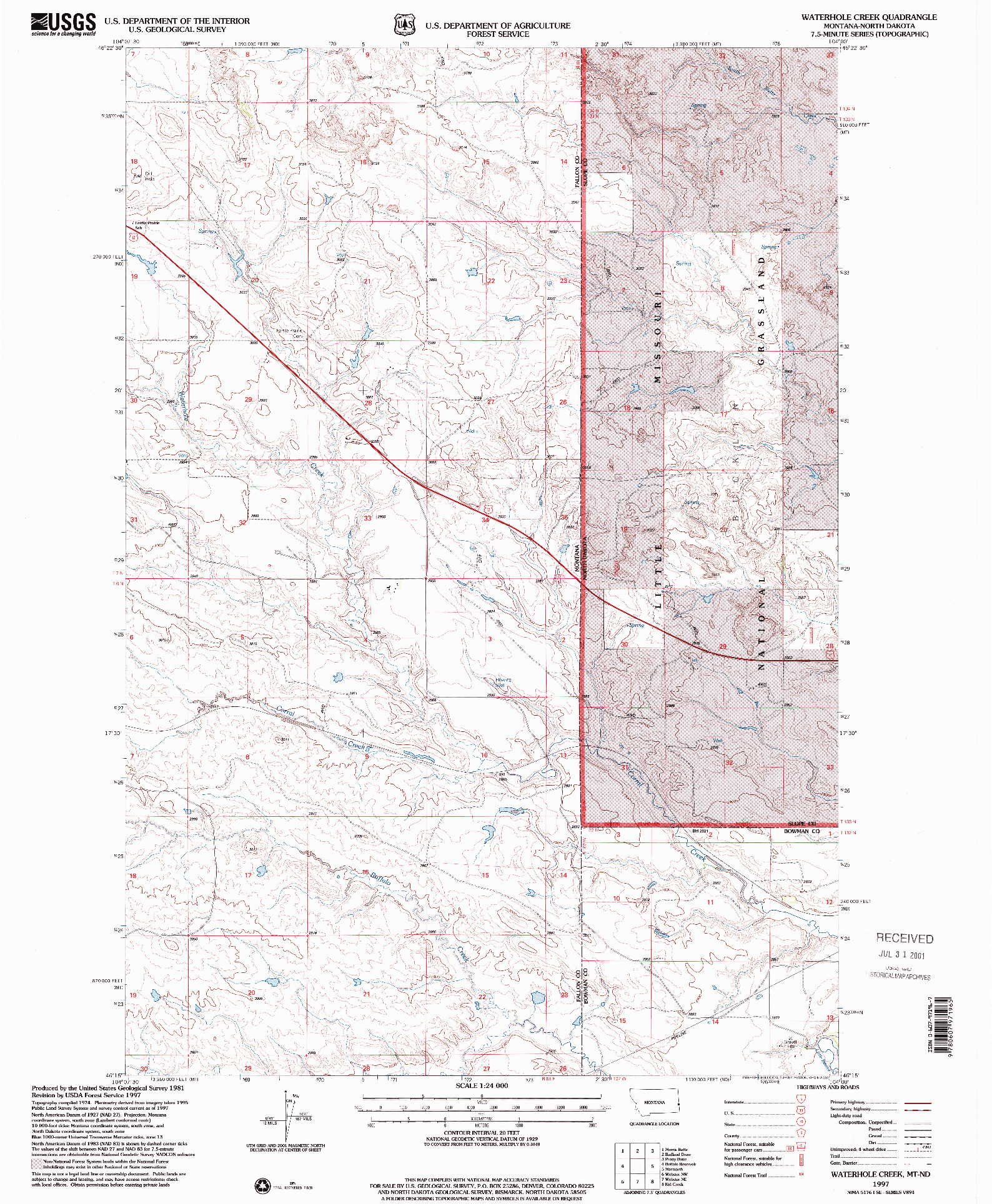 USGS 1:24000-SCALE QUADRANGLE FOR WATERHOLE CREEK, MT 1997