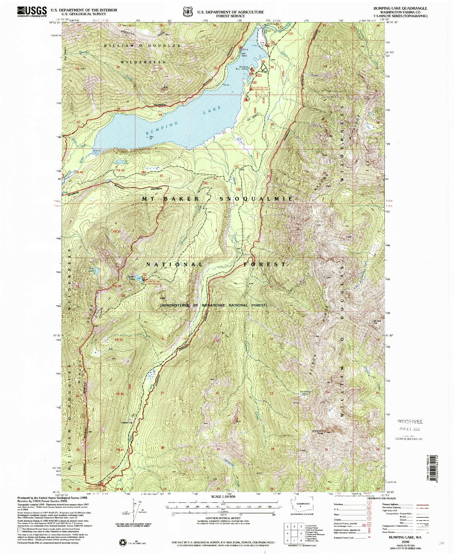 USGS 1:24000-SCALE QUADRANGLE FOR BUMPING LAKE, WA 2000