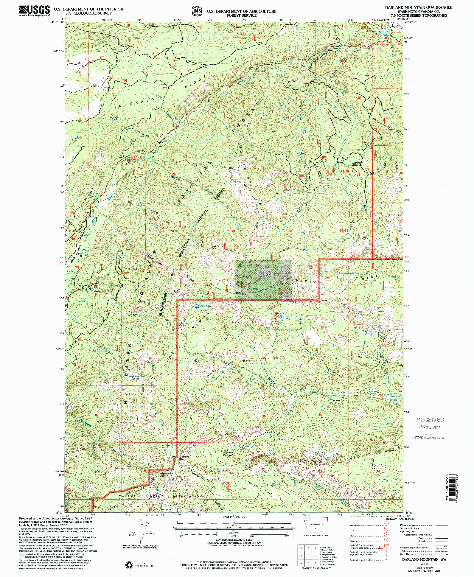 USGS 1:24000-SCALE QUADRANGLE FOR DARLAND MOUNTAIN, WA 2000