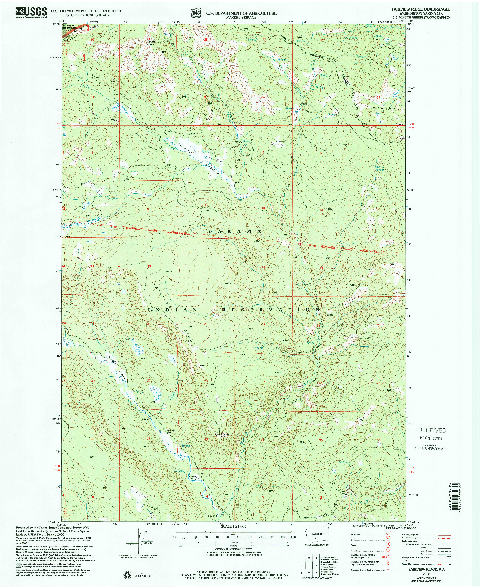 USGS 1:24000-SCALE QUADRANGLE FOR FAIRVIEW RIDGE, WA 2000