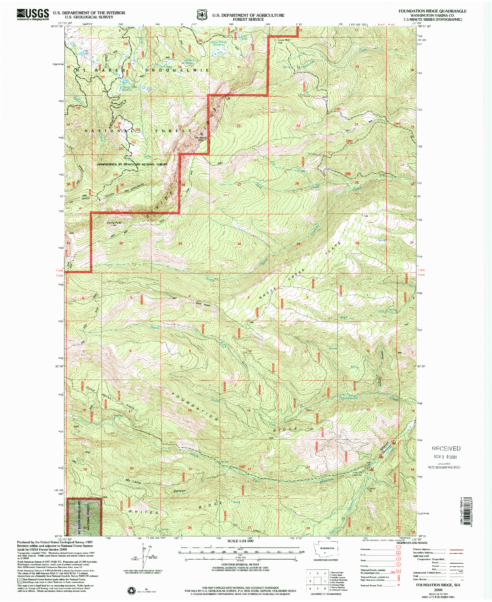 USGS 1:24000-SCALE QUADRANGLE FOR FOUNDATION RIDGE, WA 2000