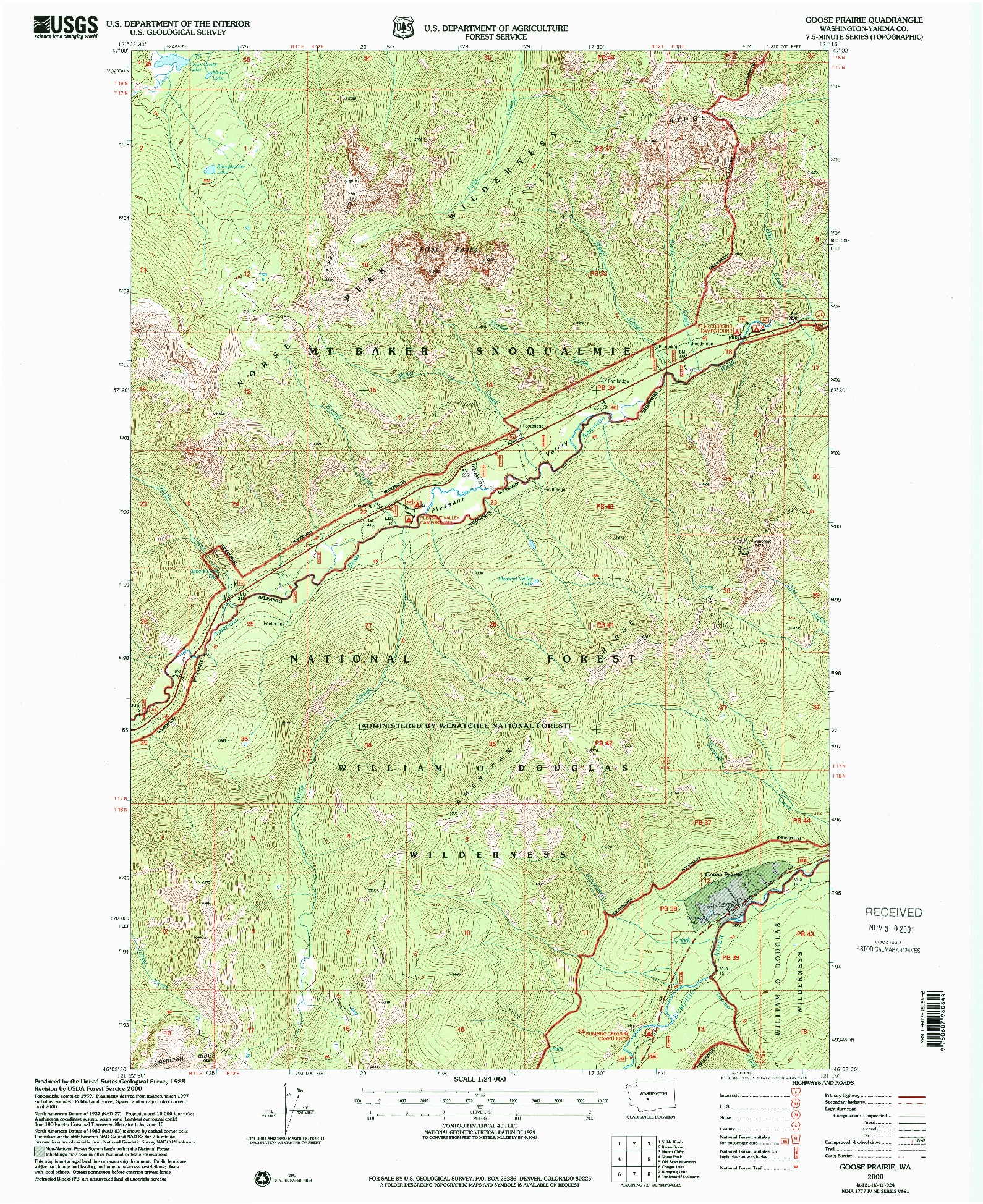 USGS 1:24000-SCALE QUADRANGLE FOR GOOSE PRAIRIE, WA 2000