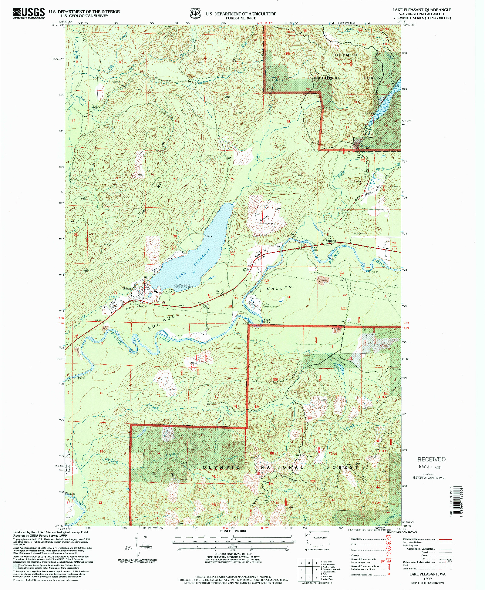 USGS 1:24000-SCALE QUADRANGLE FOR LAKE PLEASANT, WA 1999