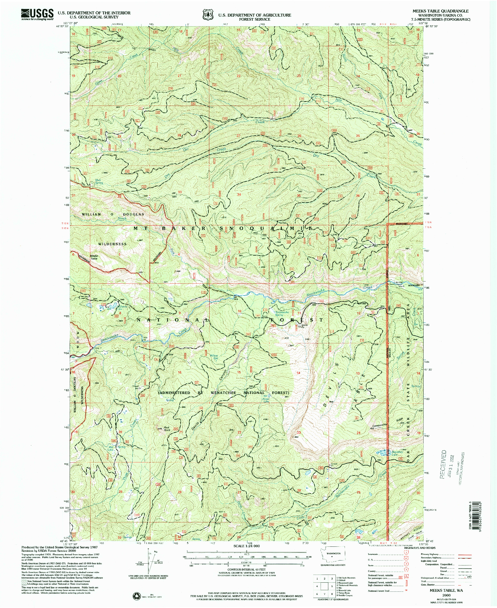 USGS 1:24000-SCALE QUADRANGLE FOR MEEKS TABLE, WA 2000