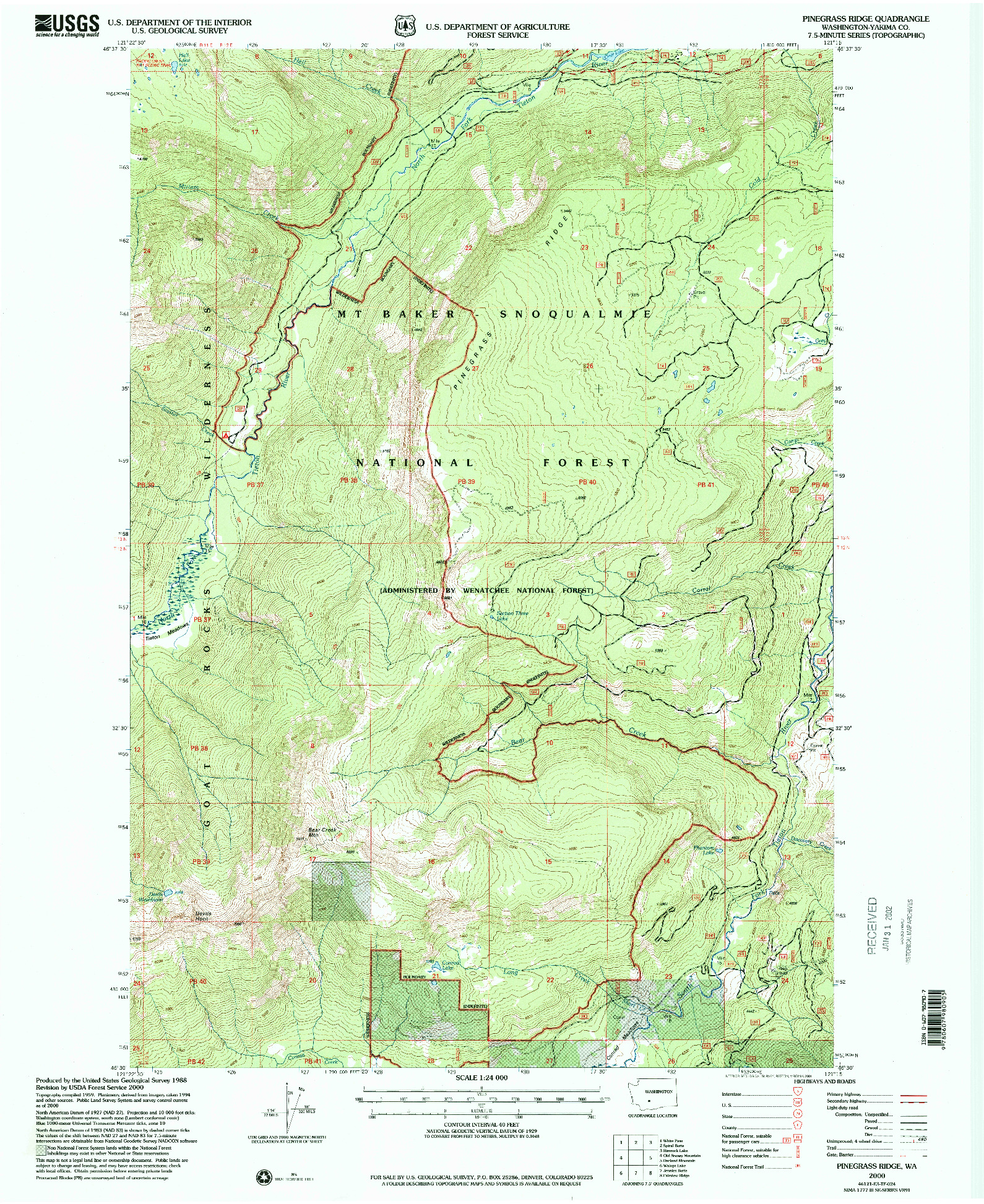 USGS 1:24000-SCALE QUADRANGLE FOR PINEGRASS RIDGE, WA 2000