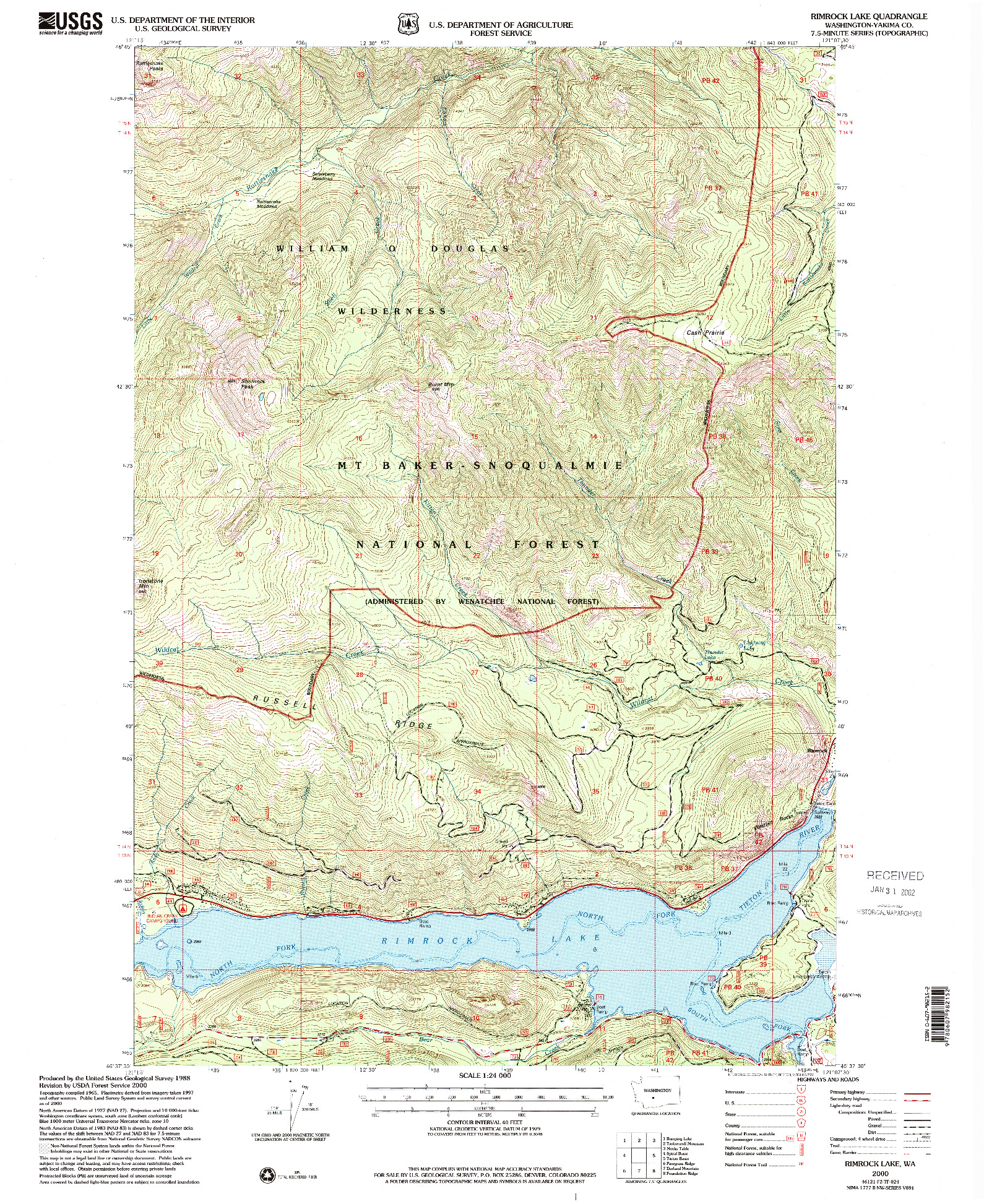 USGS 1:24000-SCALE QUADRANGLE FOR RIMROCK LAKE, WA 2000