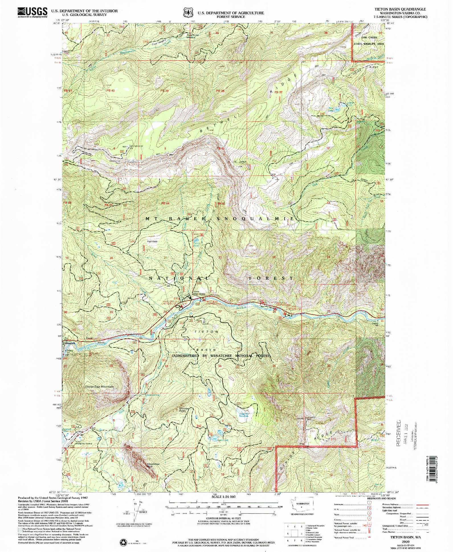 USGS 1:24000-SCALE QUADRANGLE FOR TIETON BASIN, WA 2000