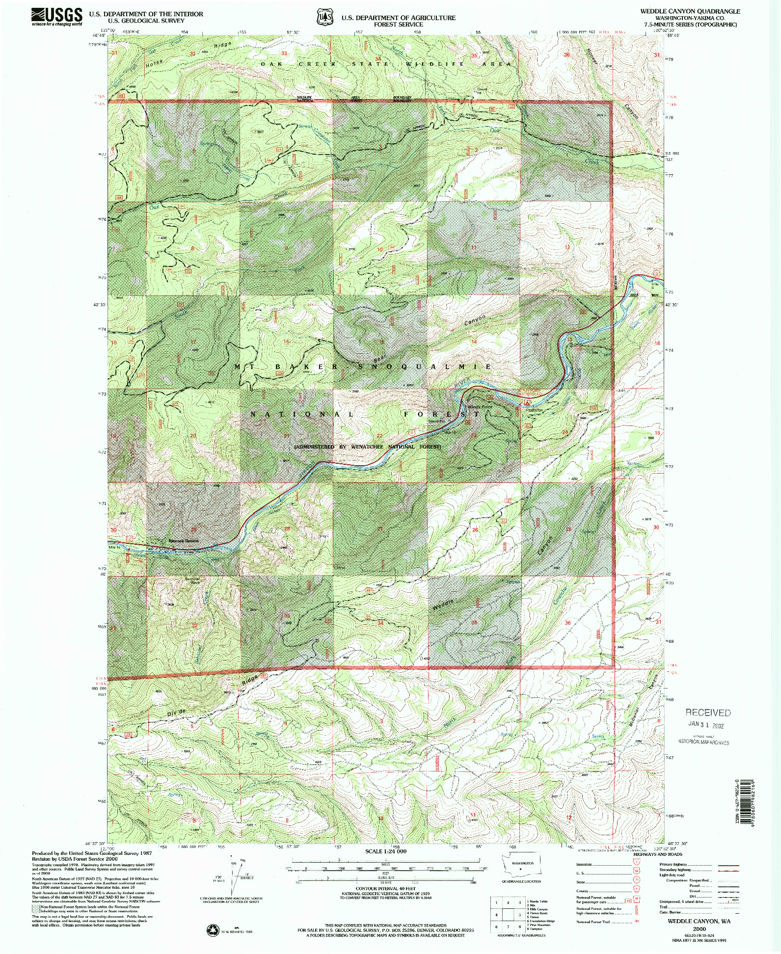 USGS 1:24000-SCALE QUADRANGLE FOR WEDDLE CANYON, WA 2000