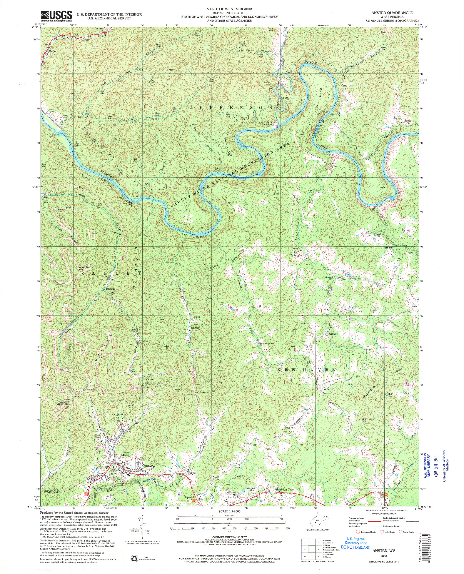 USGS 1:24000-SCALE QUADRANGLE FOR ANSTED, WV 2000