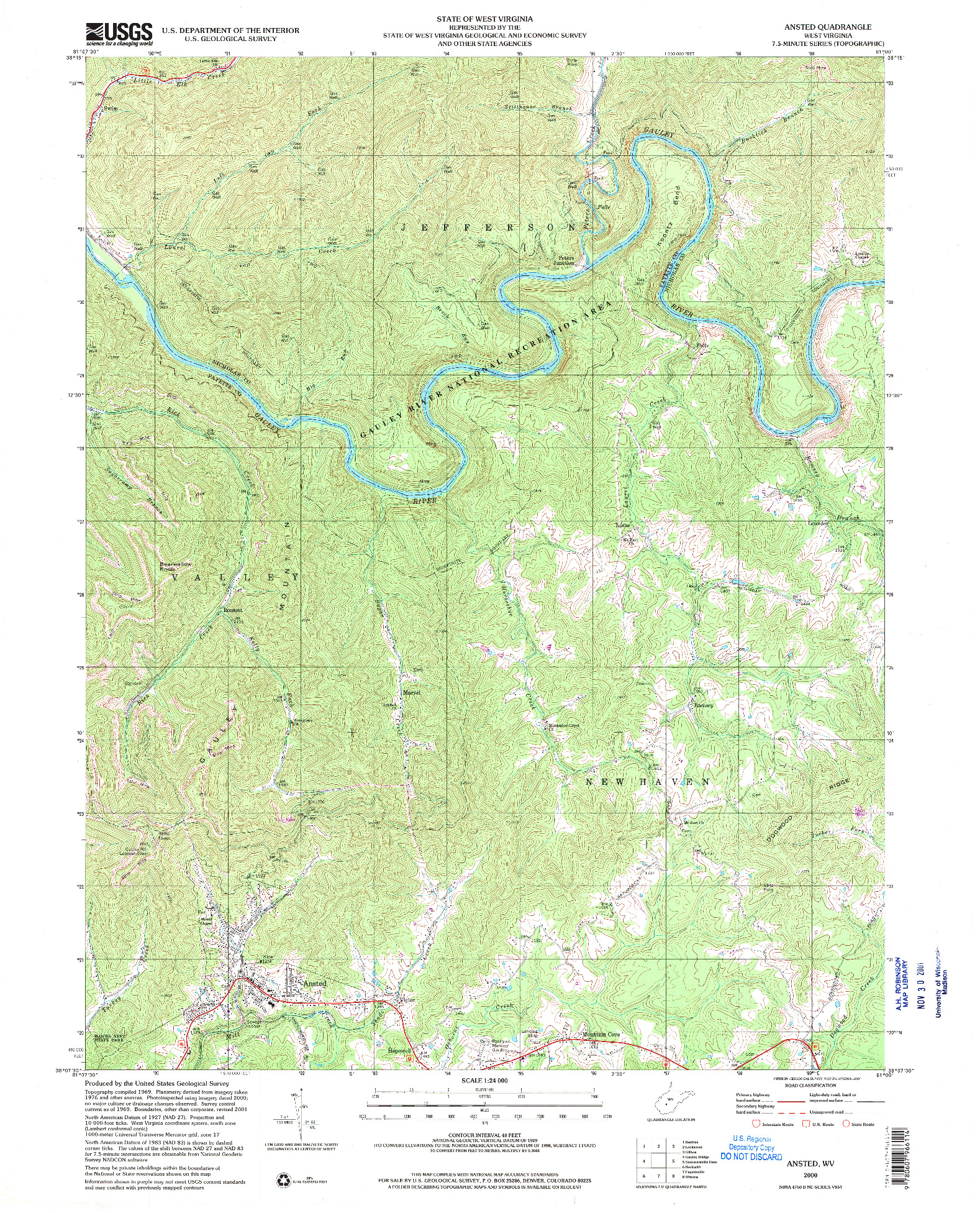 USGS 1:24000-SCALE QUADRANGLE FOR ANSTED, WV 2000