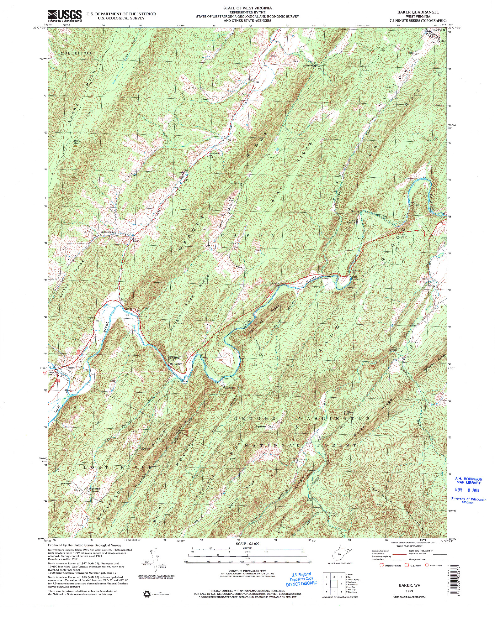 USGS 1:24000-SCALE QUADRANGLE FOR BAKER, WV 1999