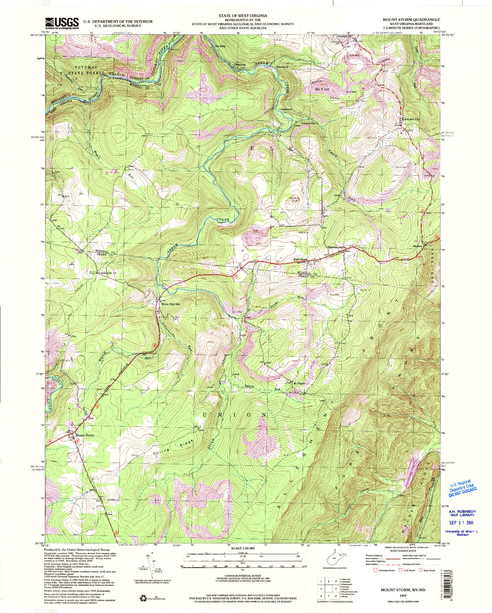 USGS 1:24000-SCALE QUADRANGLE FOR MOUNT STORM, WV 1997